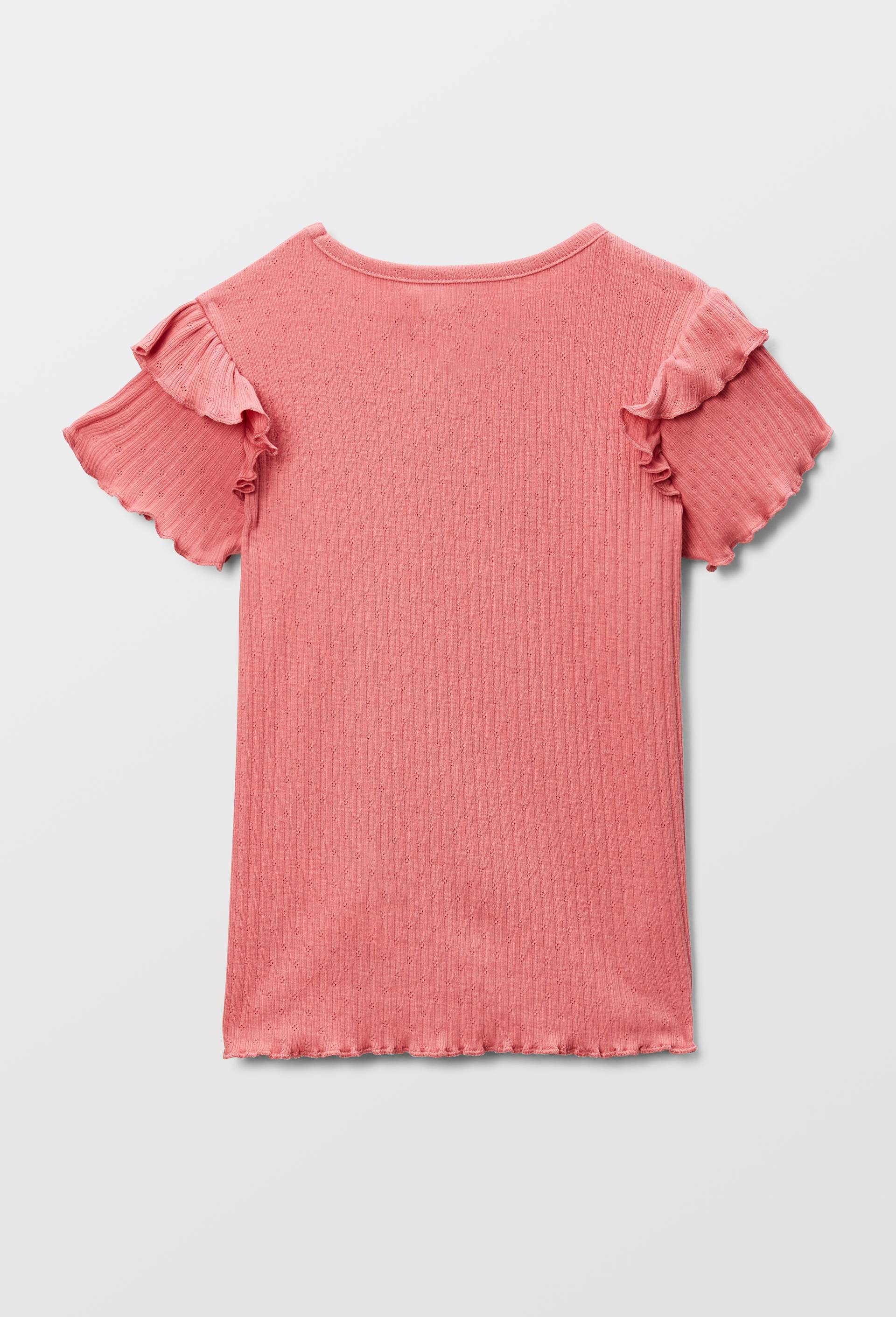 Tshirt manches courtes pointelle contenant du coton, Rose, large image number 2.0