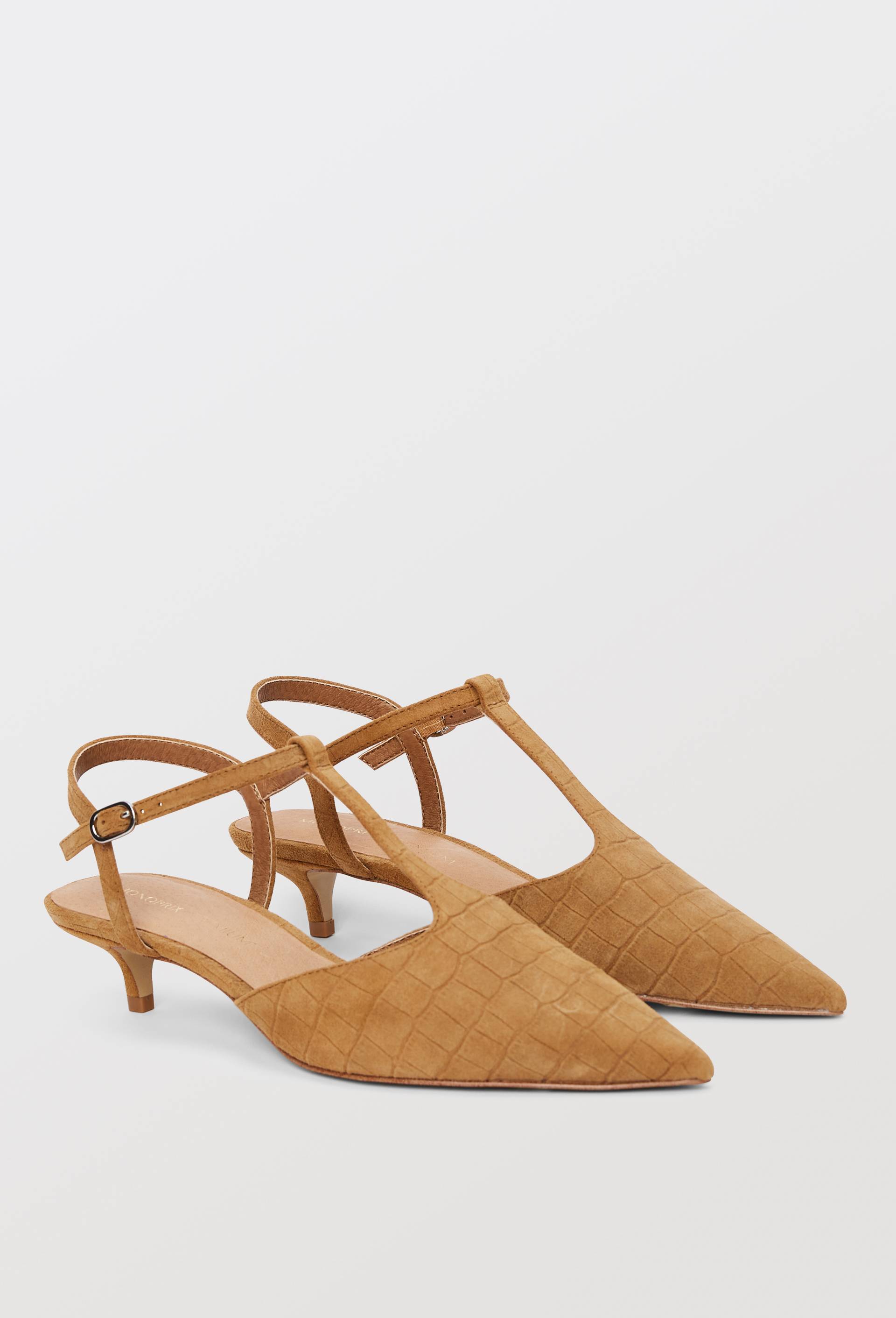 Slingback en cro&ucirc;te de cuir, Beige, large image number 0
