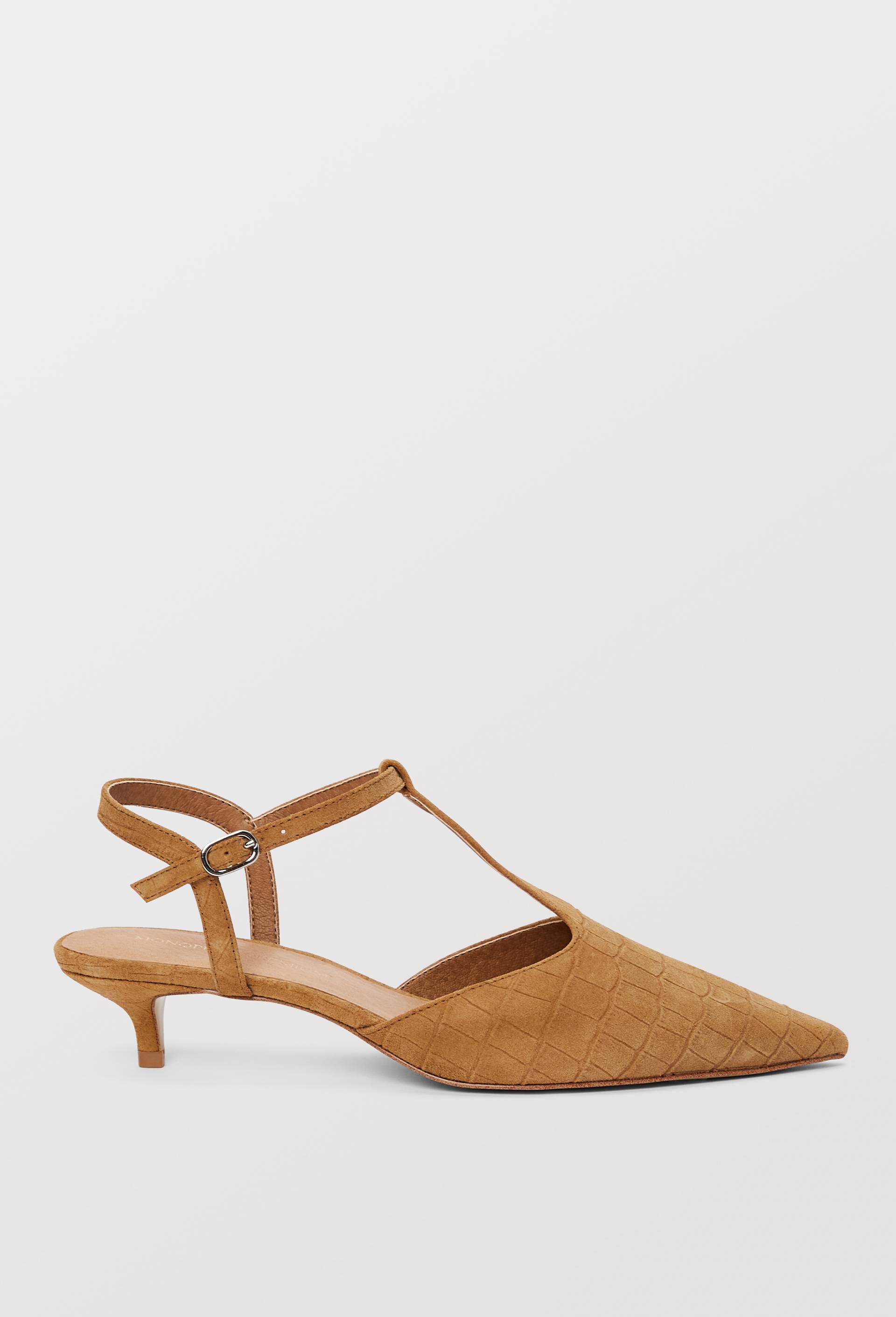 Slingback en cro&ucirc;te de cuir, Beige, large image number 1