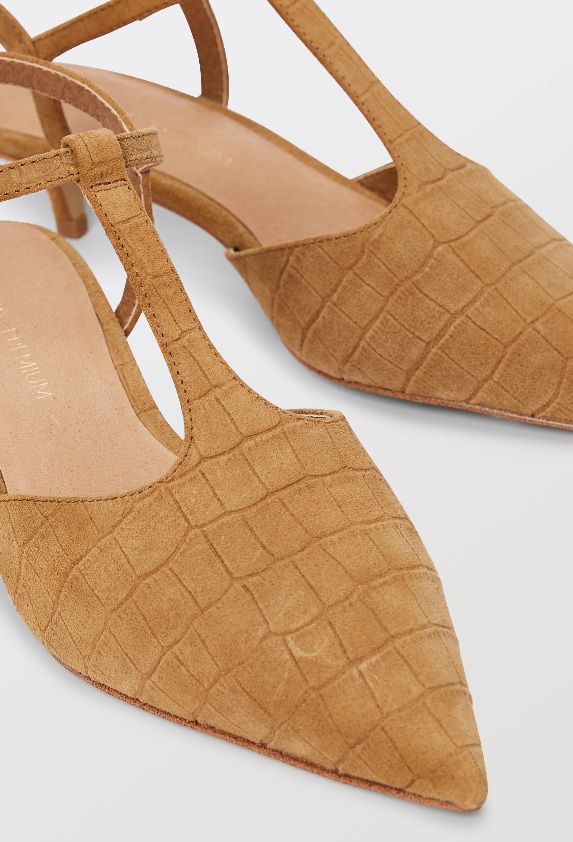 Slingback en cro&ucirc;te de cuir, Beige, large image number 4.0
