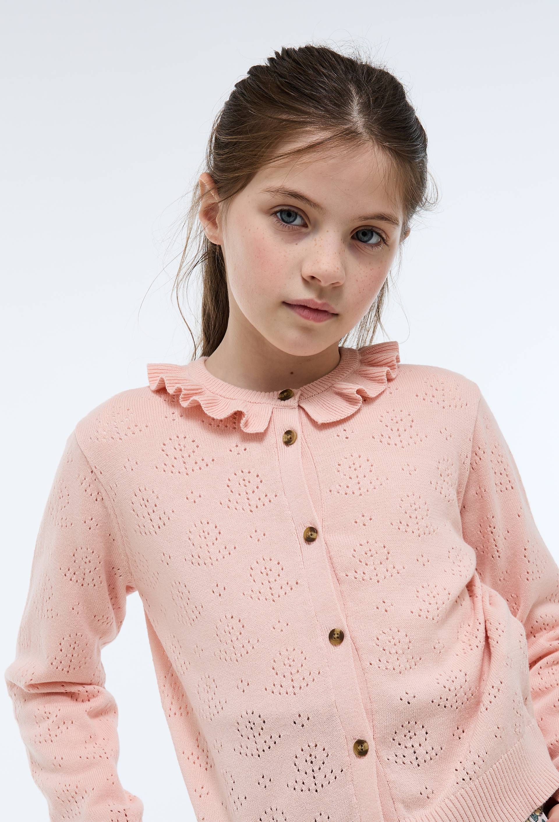 Cardigan pointelle en coton, Rose clair, large image number 1
