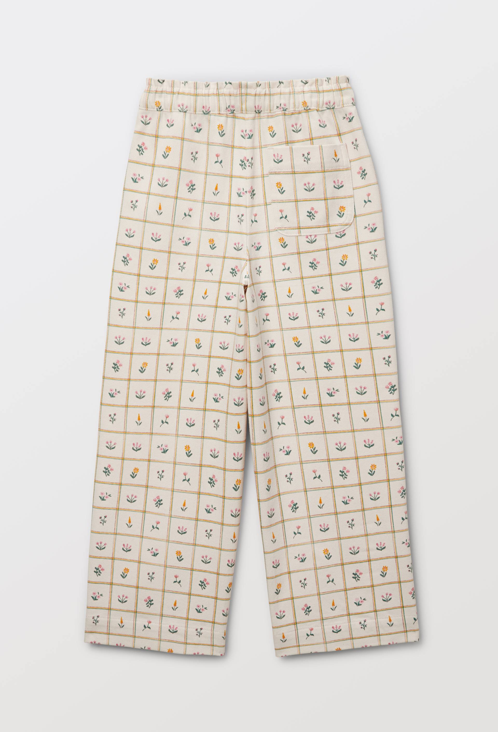 Pantalon droit imprim&eacute; en coton, Beige clair, large image number 2