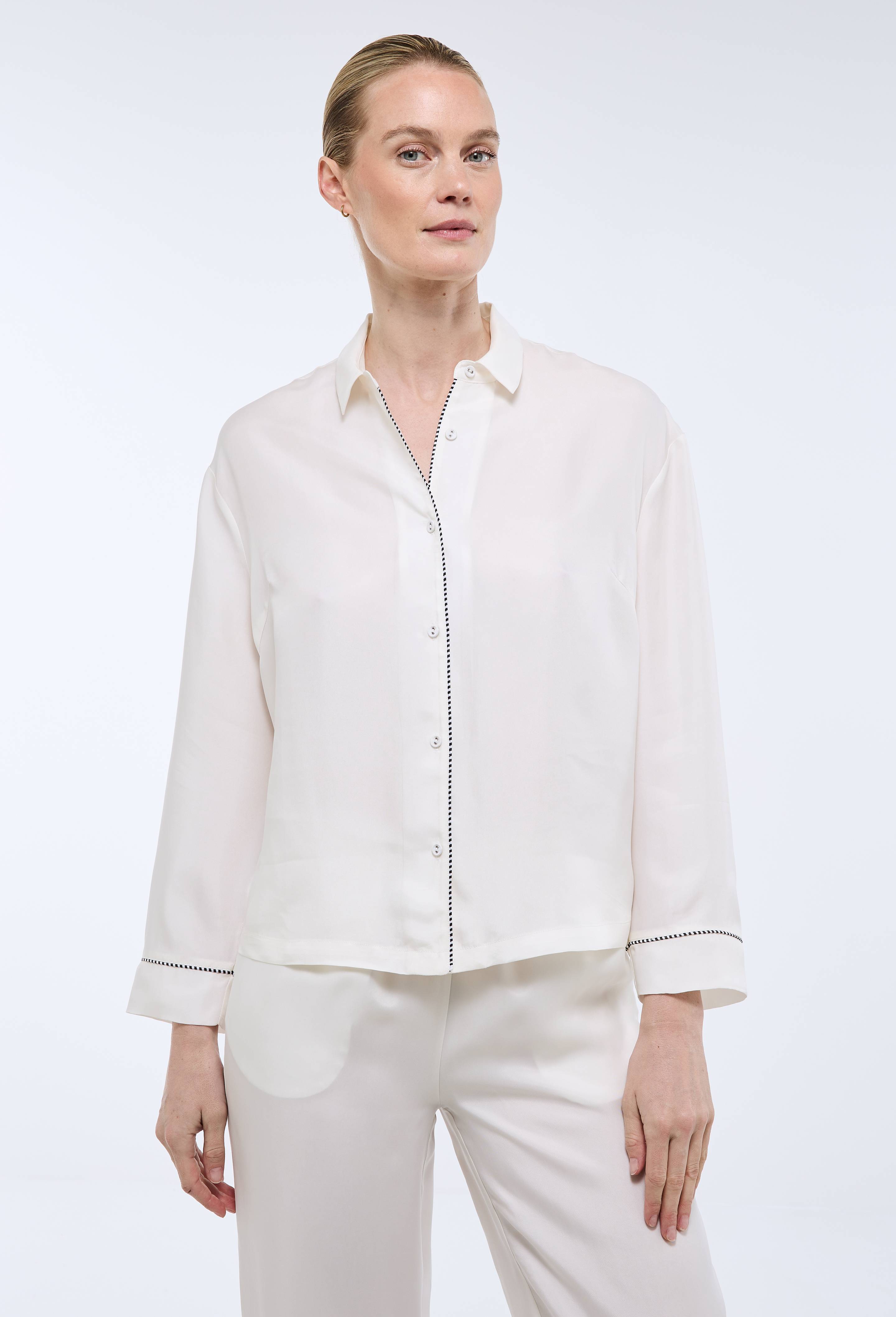Chemise unie en cupro et viscose, Ecru, large image number 1