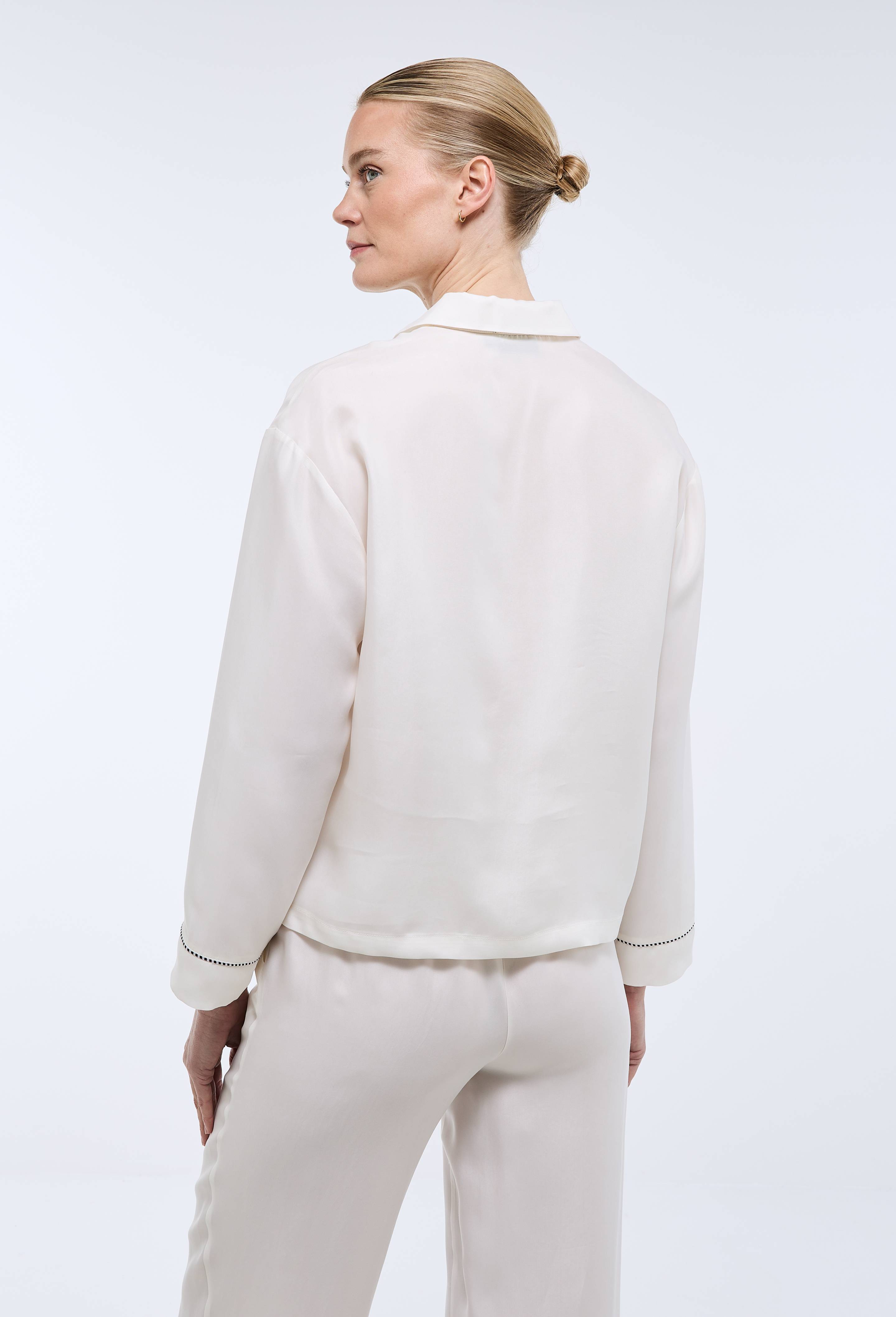Chemise unie en cupro et viscose, Ecru, large image number 2.0