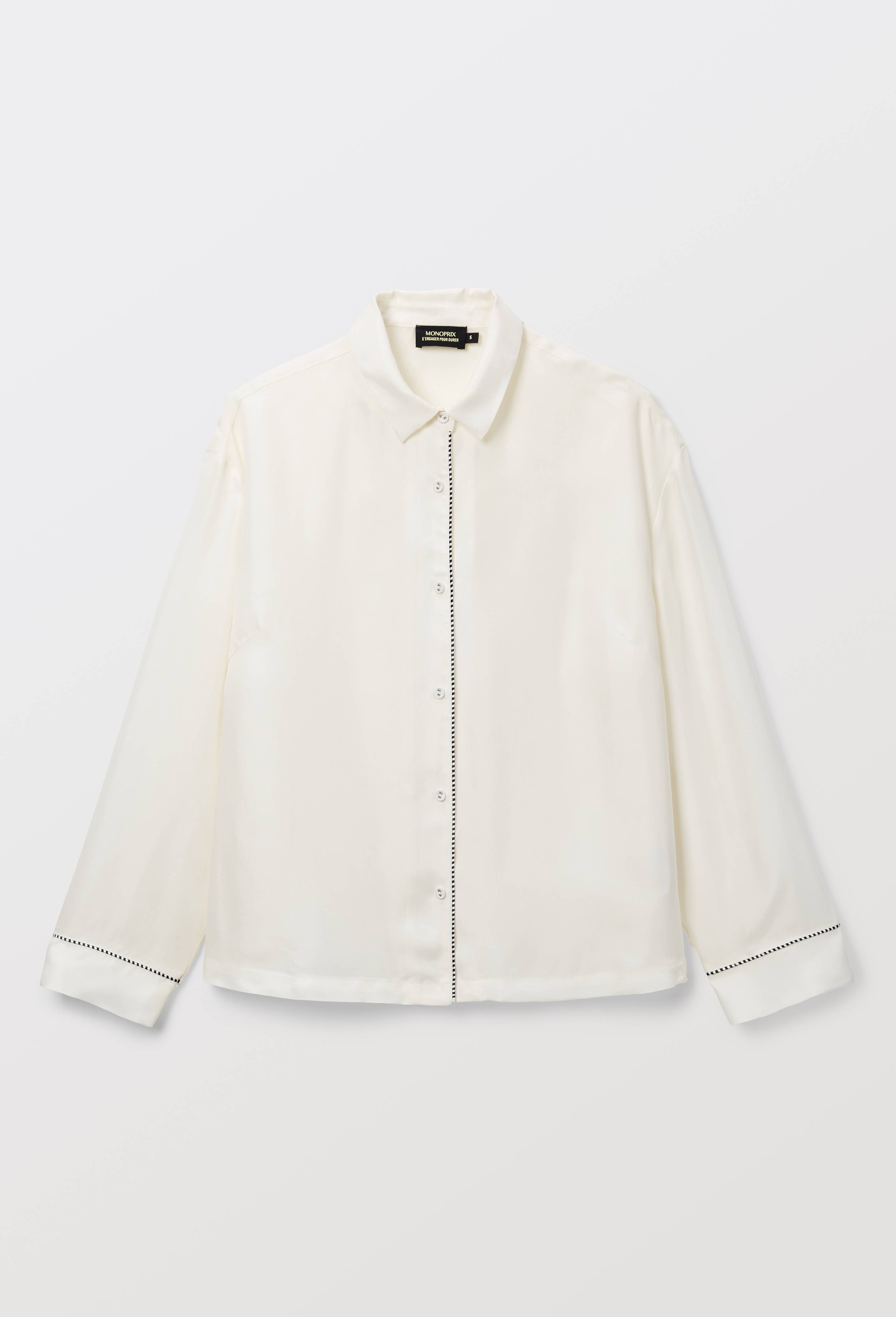 Chemise unie en cupro et viscose, Ecru, large image number 3.0