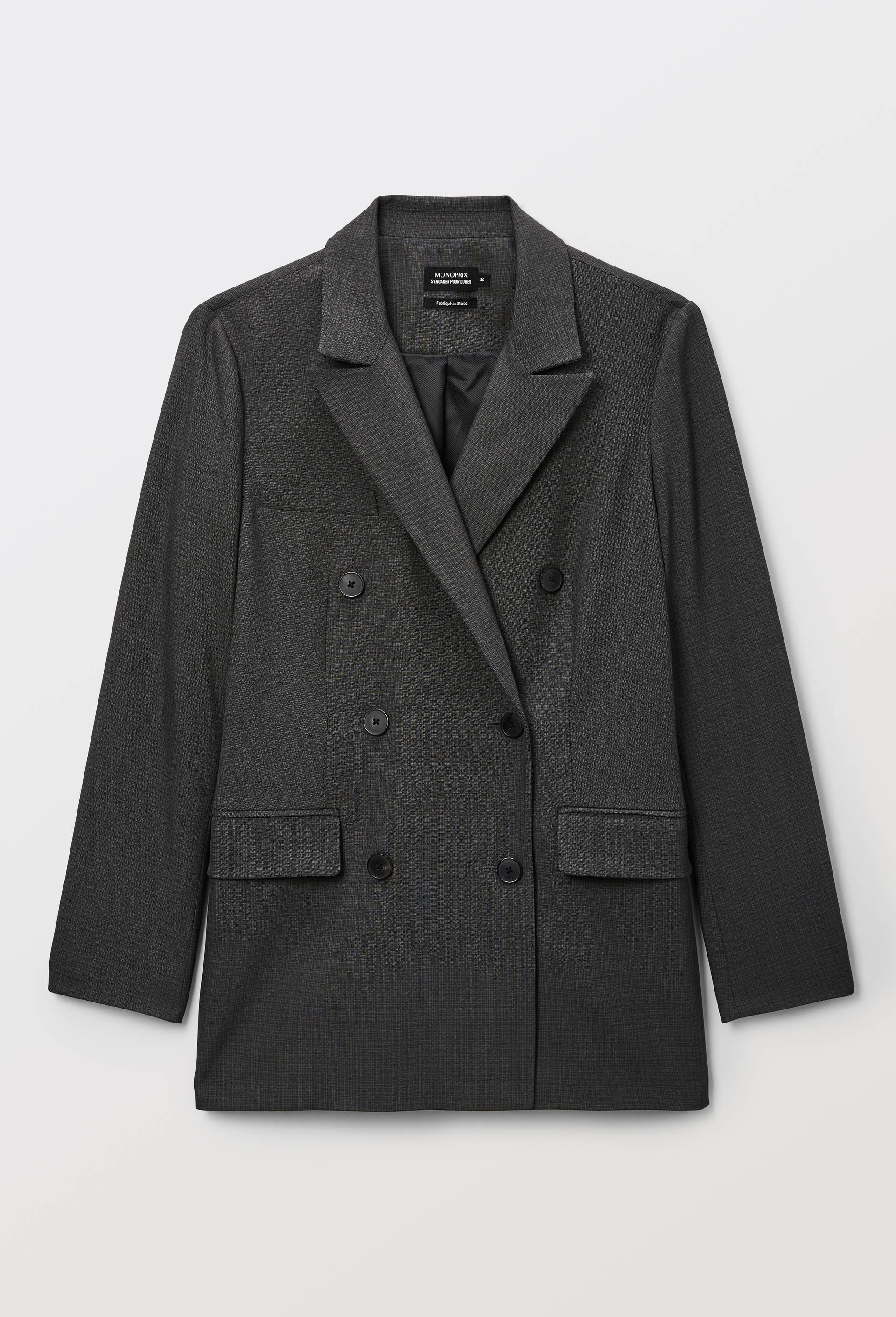 Blazer de costume crois&eacute;, Gris fonc&eacute;, large image number 4