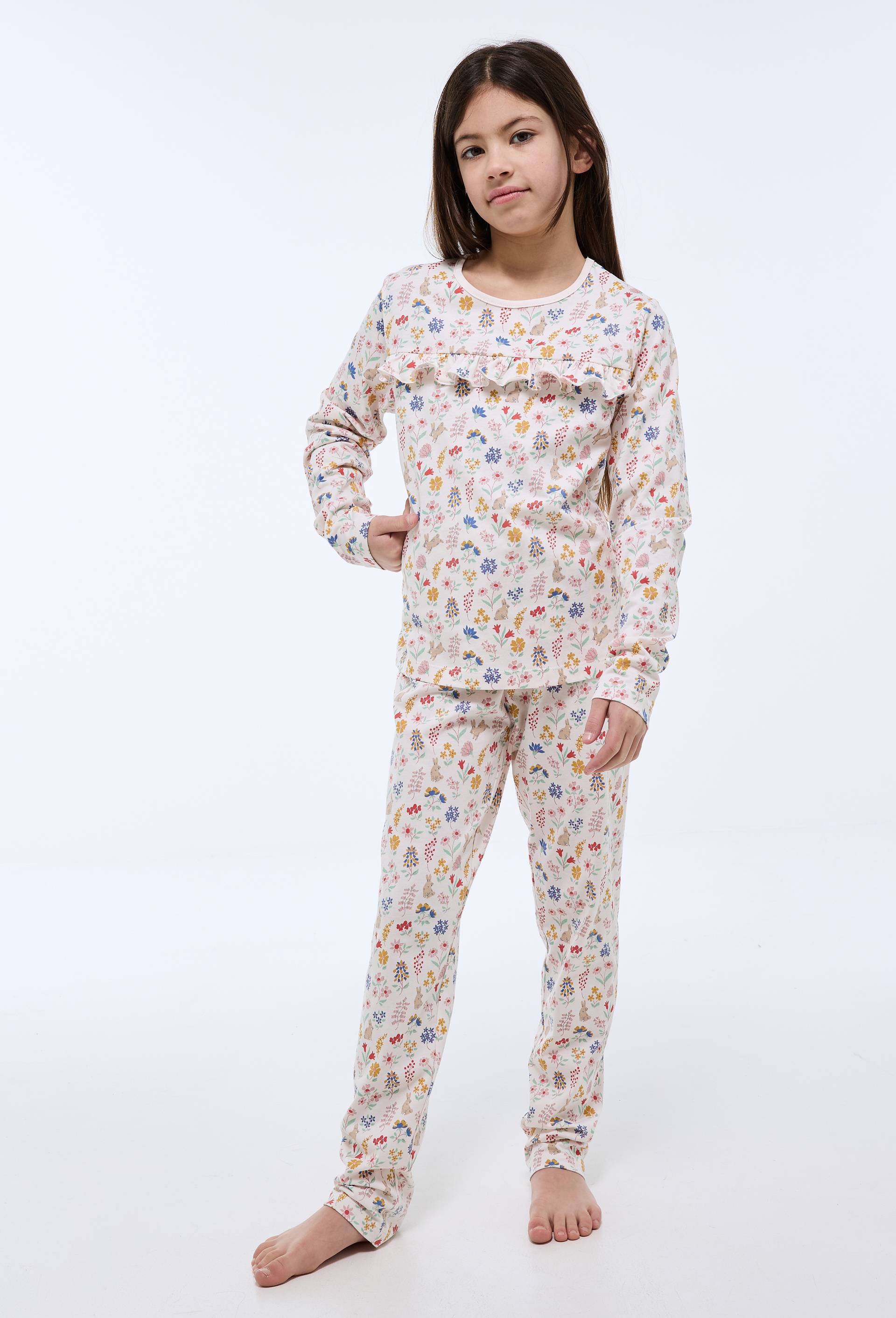 Pyjama manches longues imprim&eacute; en jersey coton BIO GOTS, Beige clair, large image number 0.0