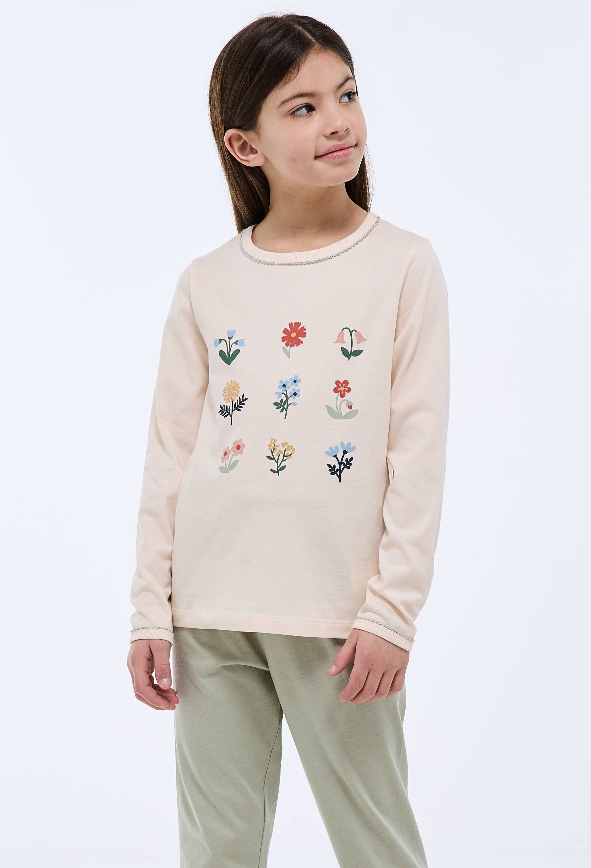Pyjama manches longues imprim&eacute; en jersey coton BIO GOTS, Beige clair, large image number 1.0