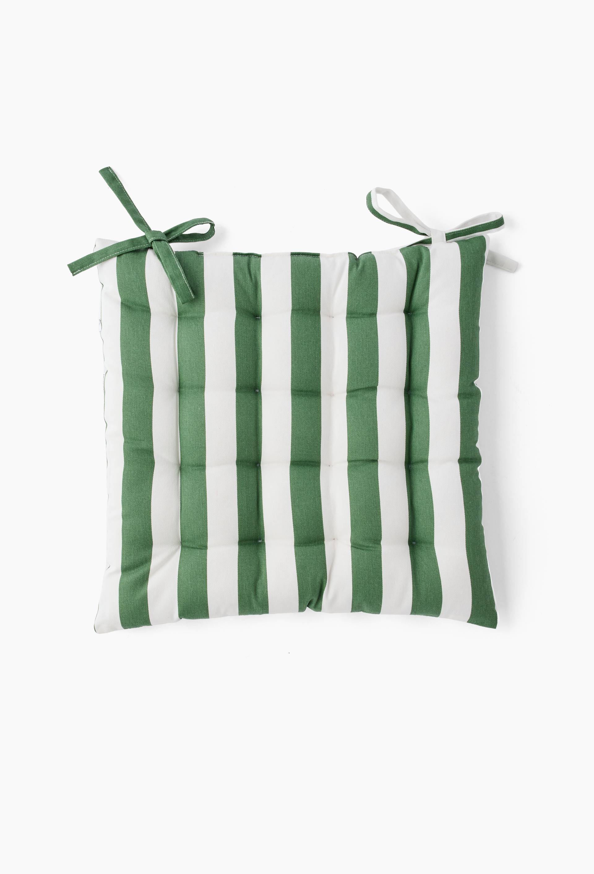 Galette de chaise imprim&eacute;, 40x40cm, 100% coton, d&eacute;perlant, Vert, large image number 0