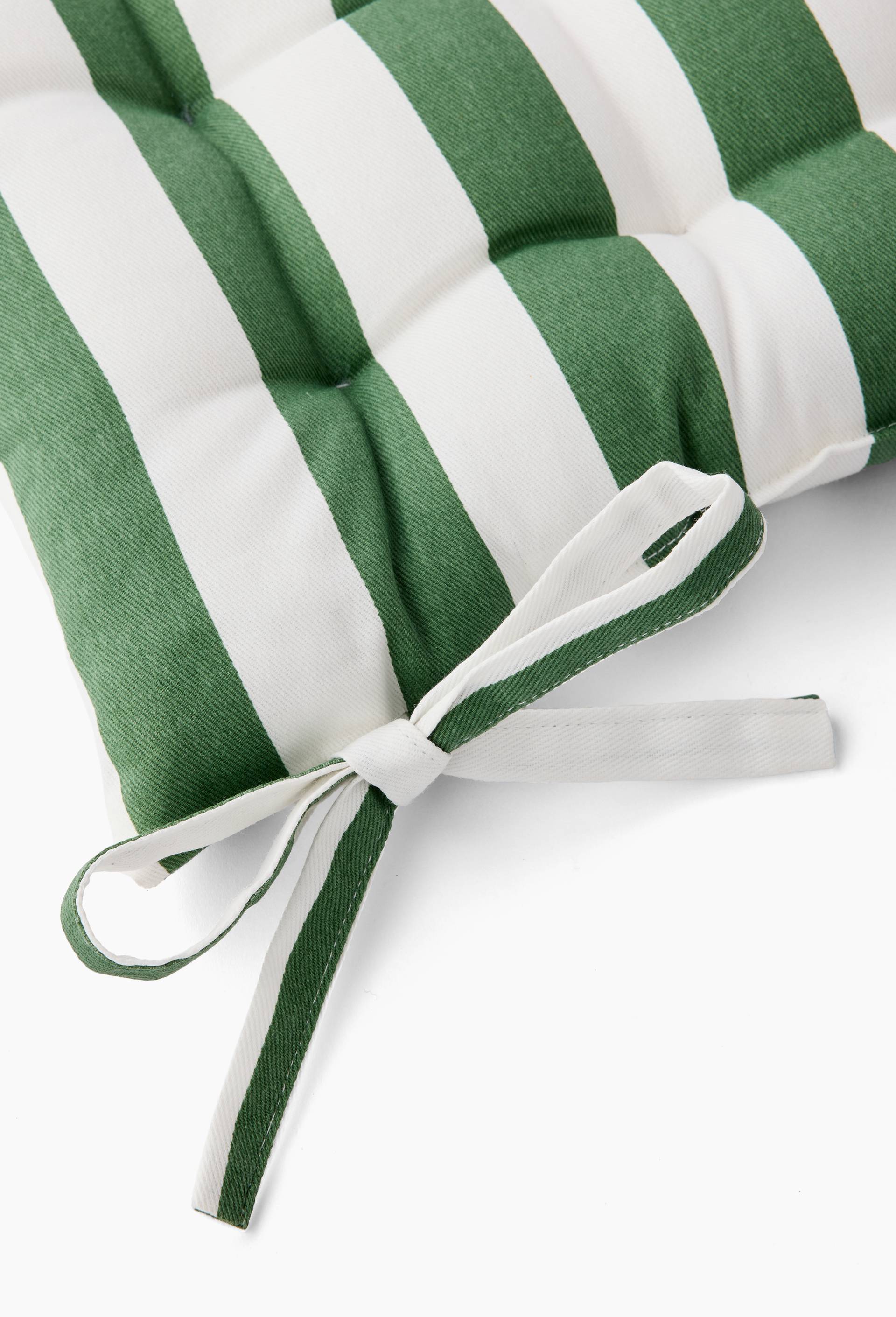 Galette de chaise imprim&eacute;, 40x40cm, 100% coton, d&eacute;perlant, Vert, large image number 1.0