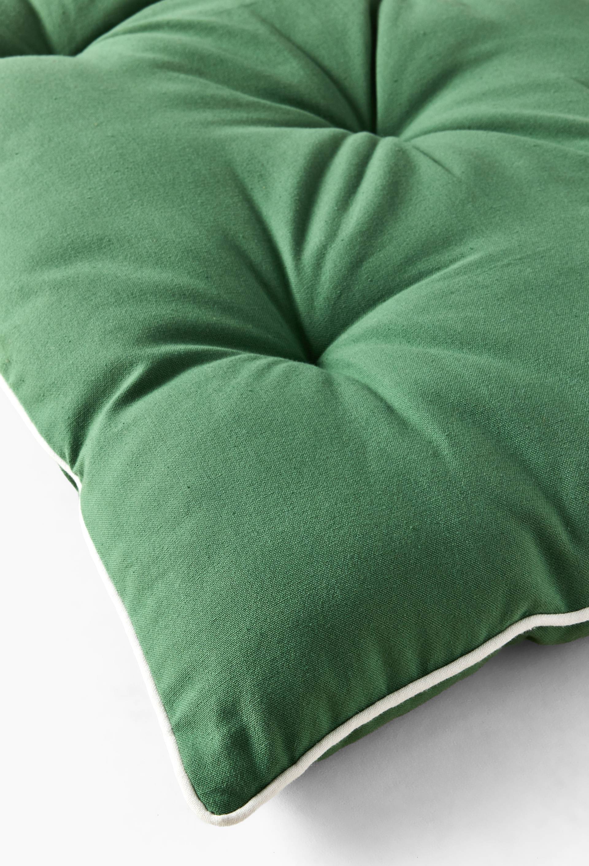 Futon uni, 60x120x3cm, coton, Vert, large image number 1