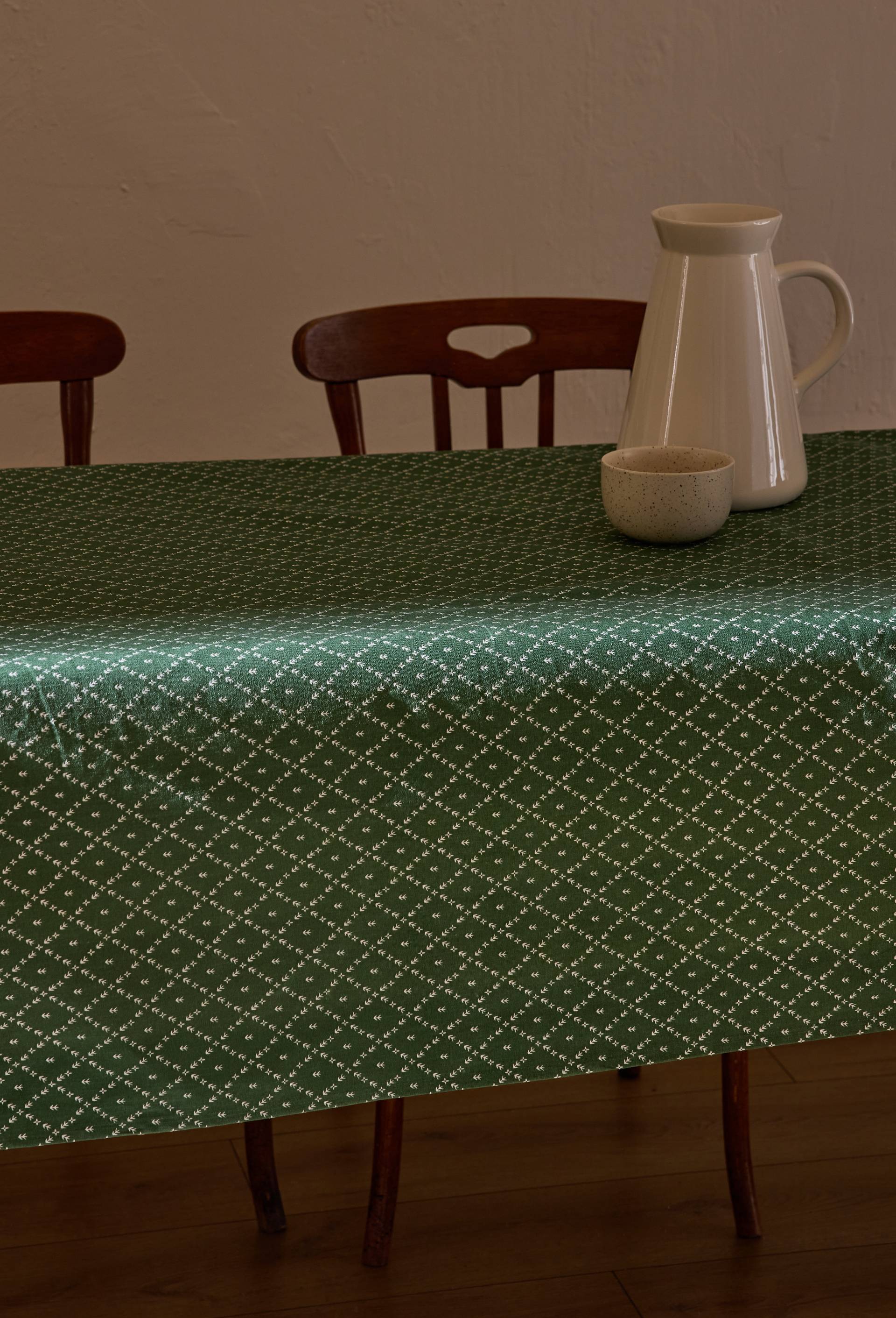 Nappe imprim&eacute;e d&eacute;perlante, 170x250cm, 100% coton, Vert, large image number 0