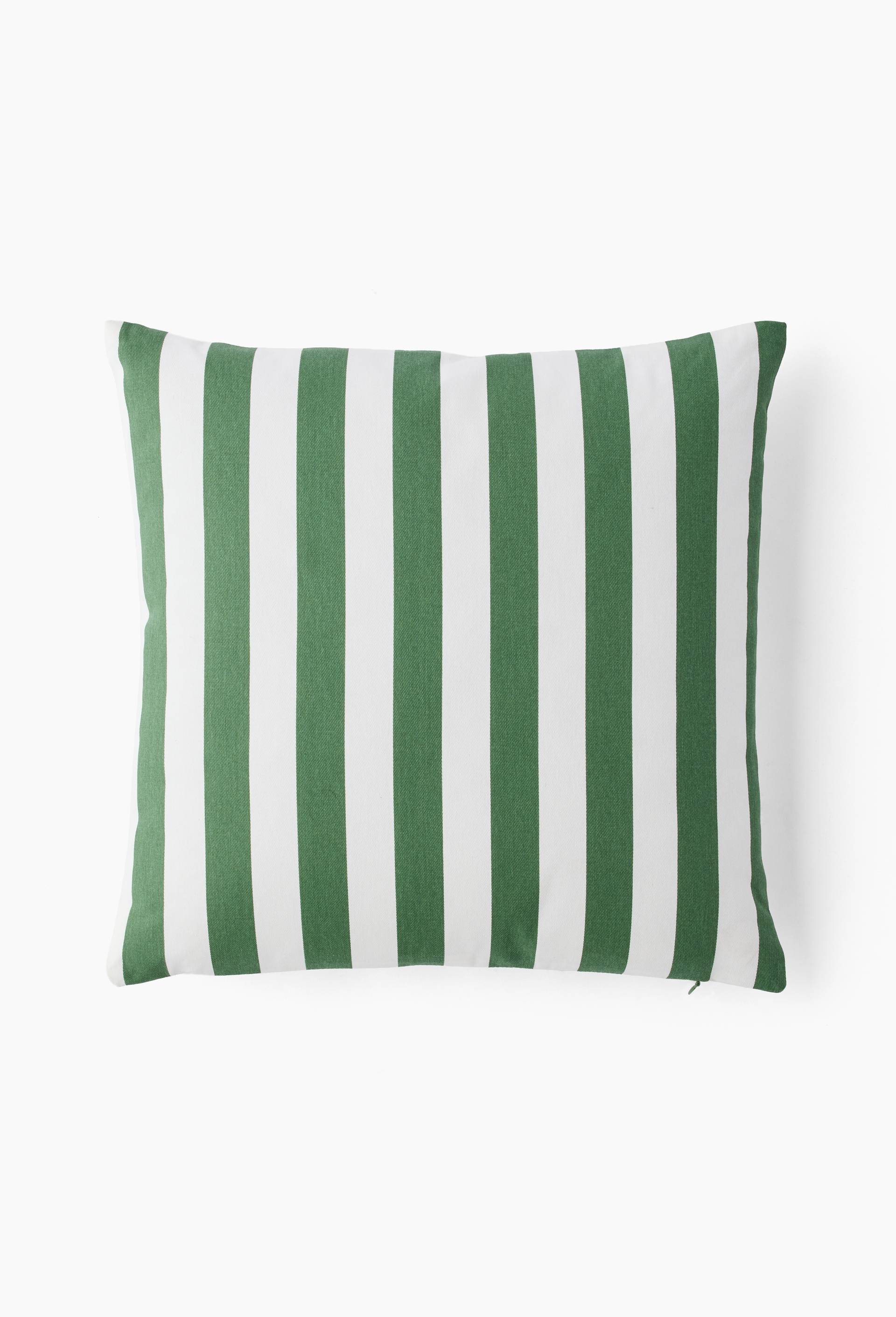 Coussin d'ext&eacute;rieur rayures, d&eacute;perlant 45x45cm, coton, Vert, large image number 0