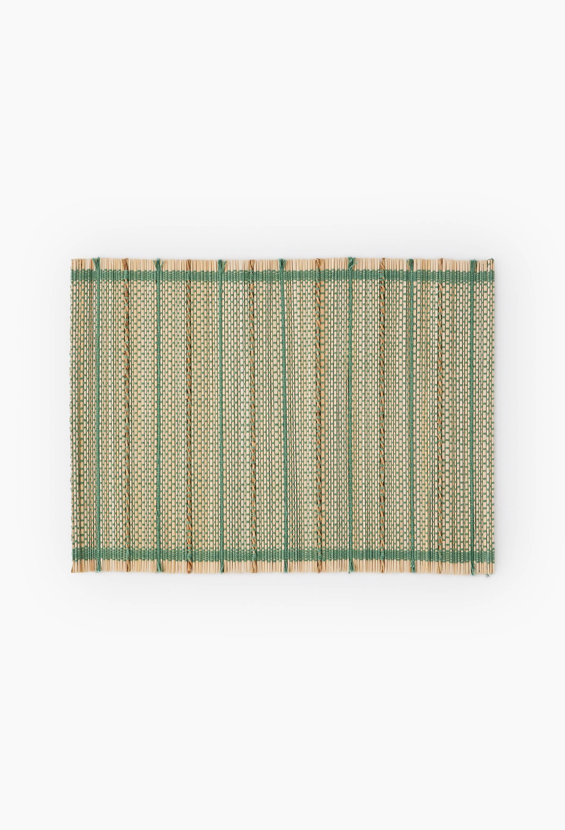 Set de table bambou ray&eacute;, 33x44 cm, Vert, large image number 0.0