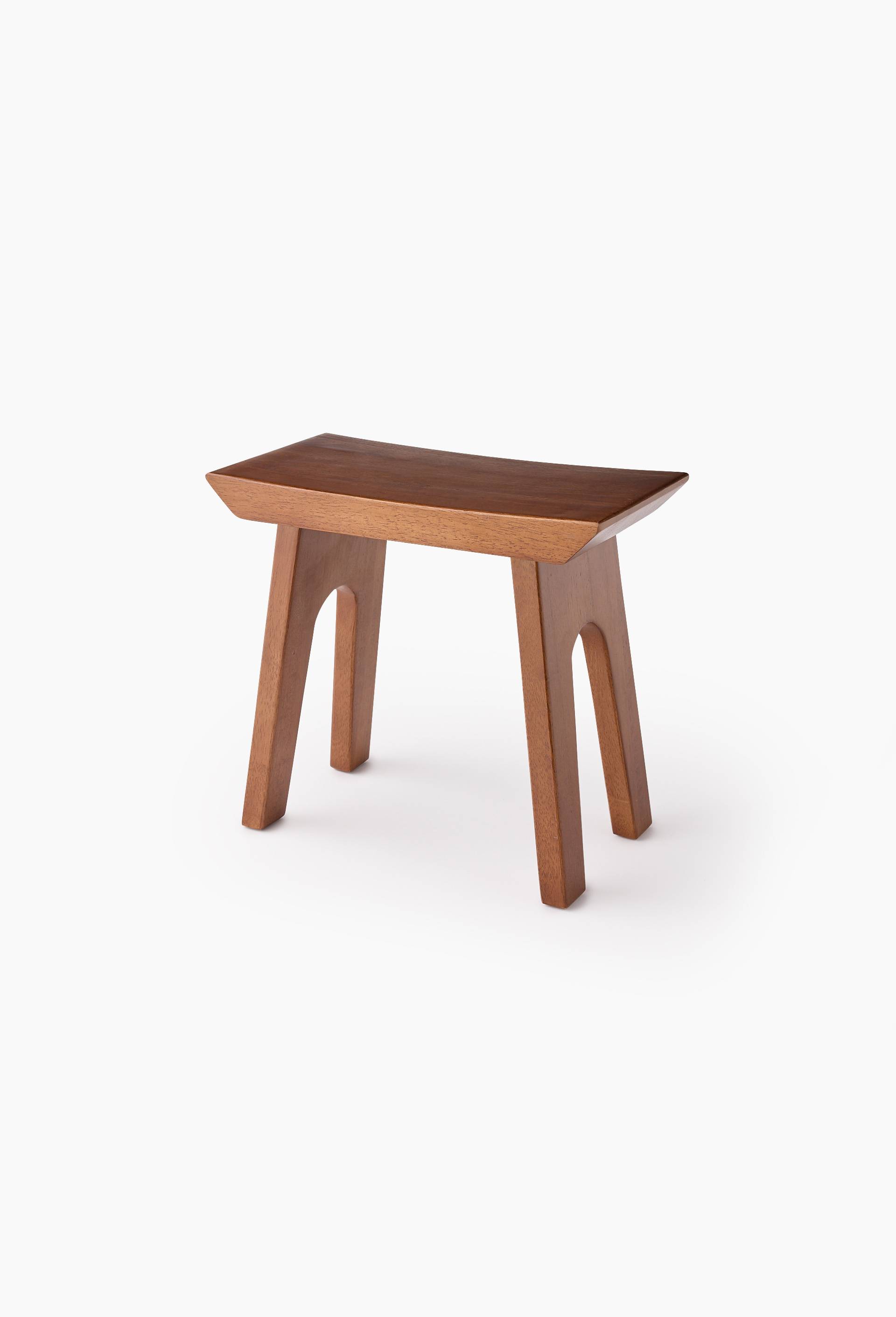 Tabouret bas, 38x20xH35cm, en bois d'h&eacute;v&eacute;a, Brun, large image number 0