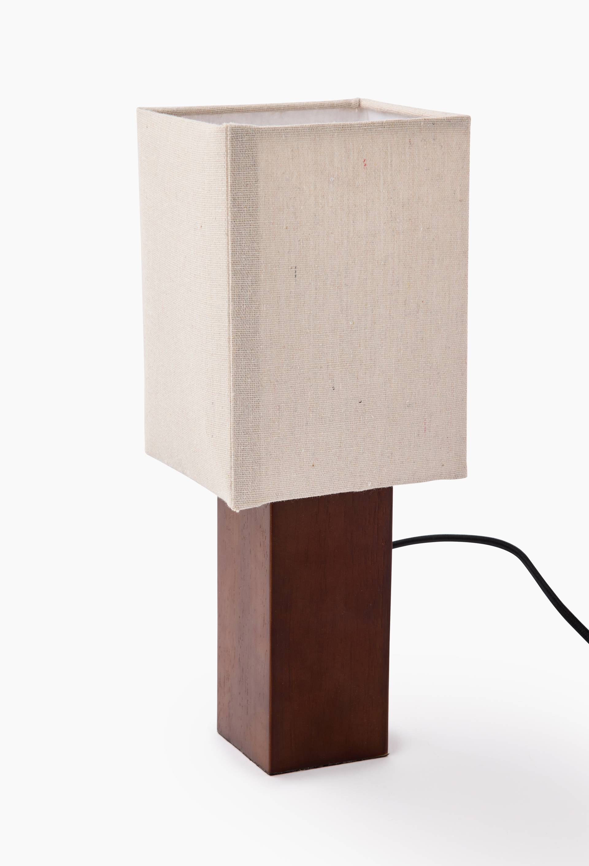 Lampe de chevet, 13xH36cm, en bois et lin, Brun, large image number 1.0