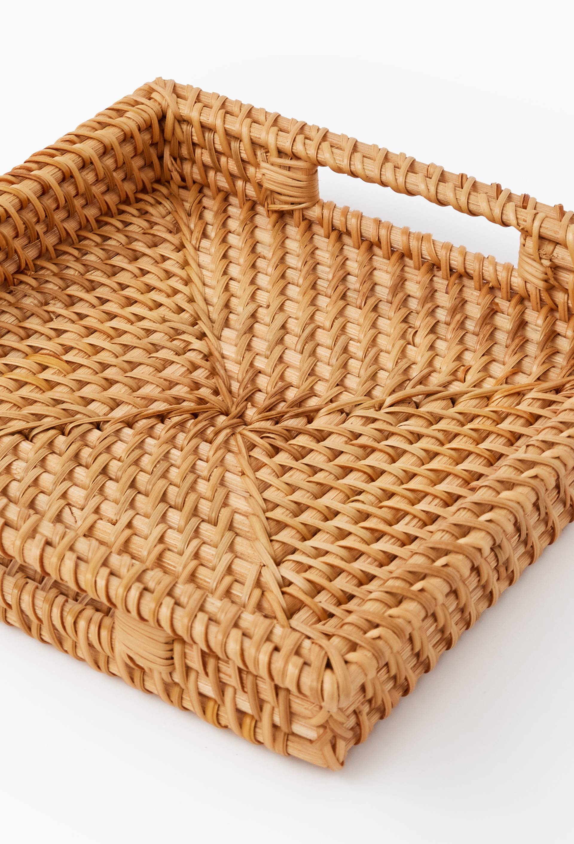 Petit plateau carr&eacute;, 23xH4cm, rotin et foug&egrave;re, Beige clair, large image number 2.0