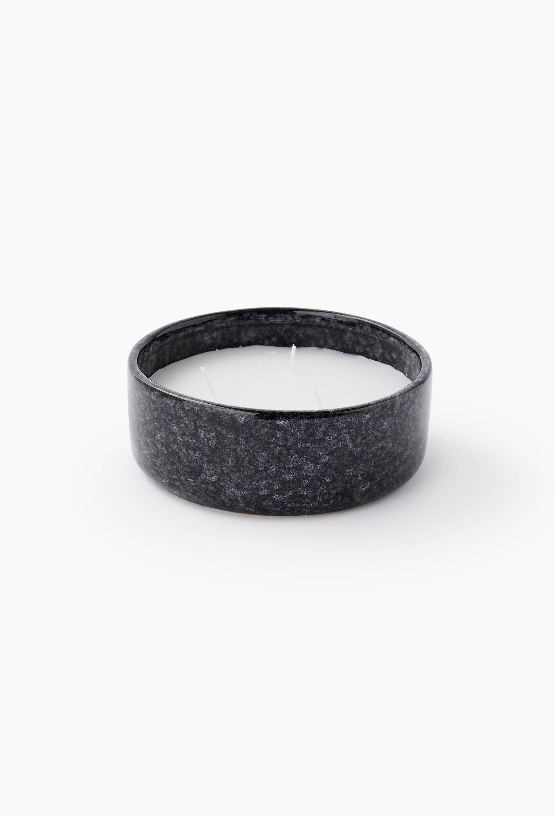 Bougie dans pot en c&eacute;ramique, 16xH6cm, Bleu fonc&eacute;, large image number 0