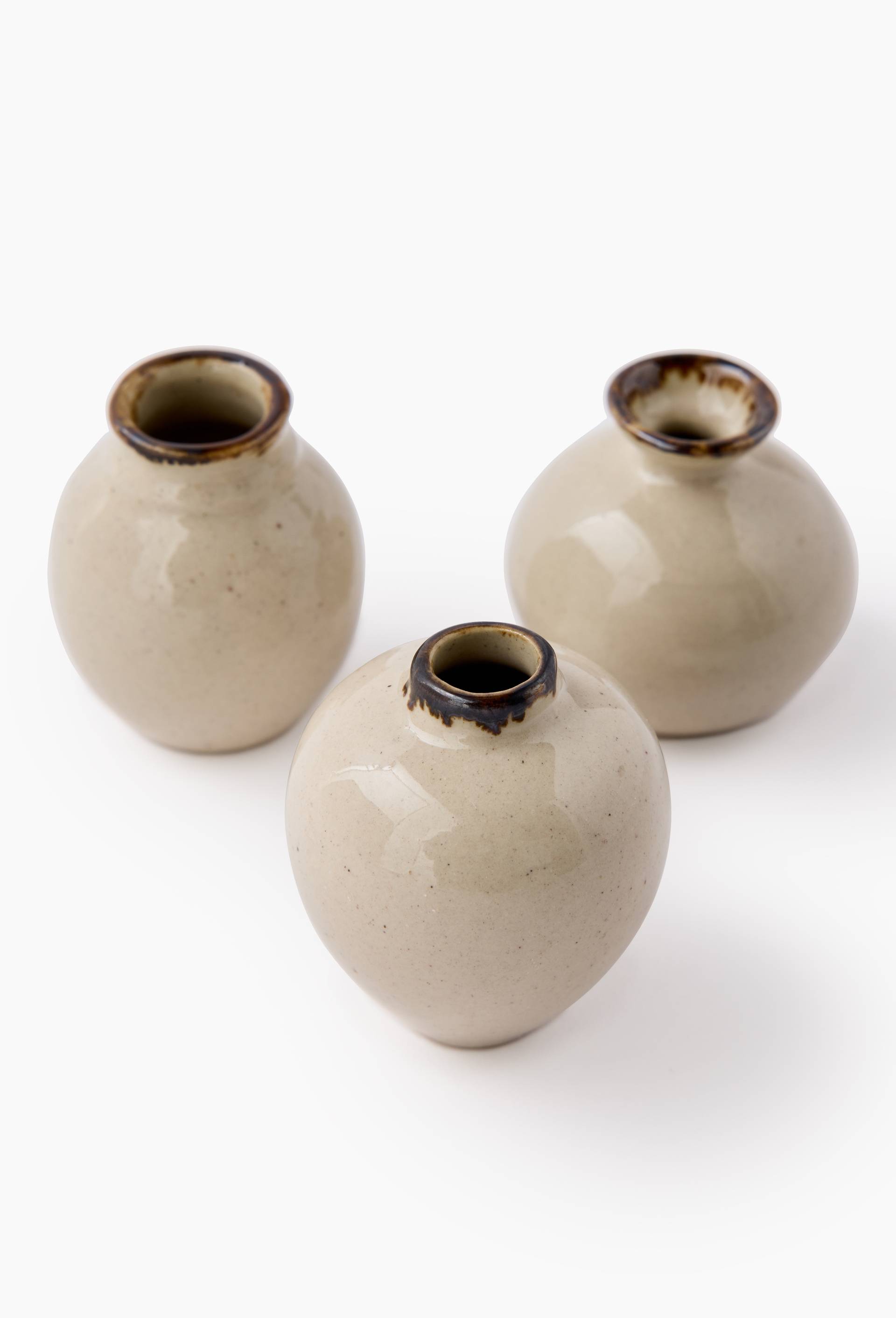 Lot 3 mini vases, H4cm, en c&eacute;ramique, Blanc, large image number 2