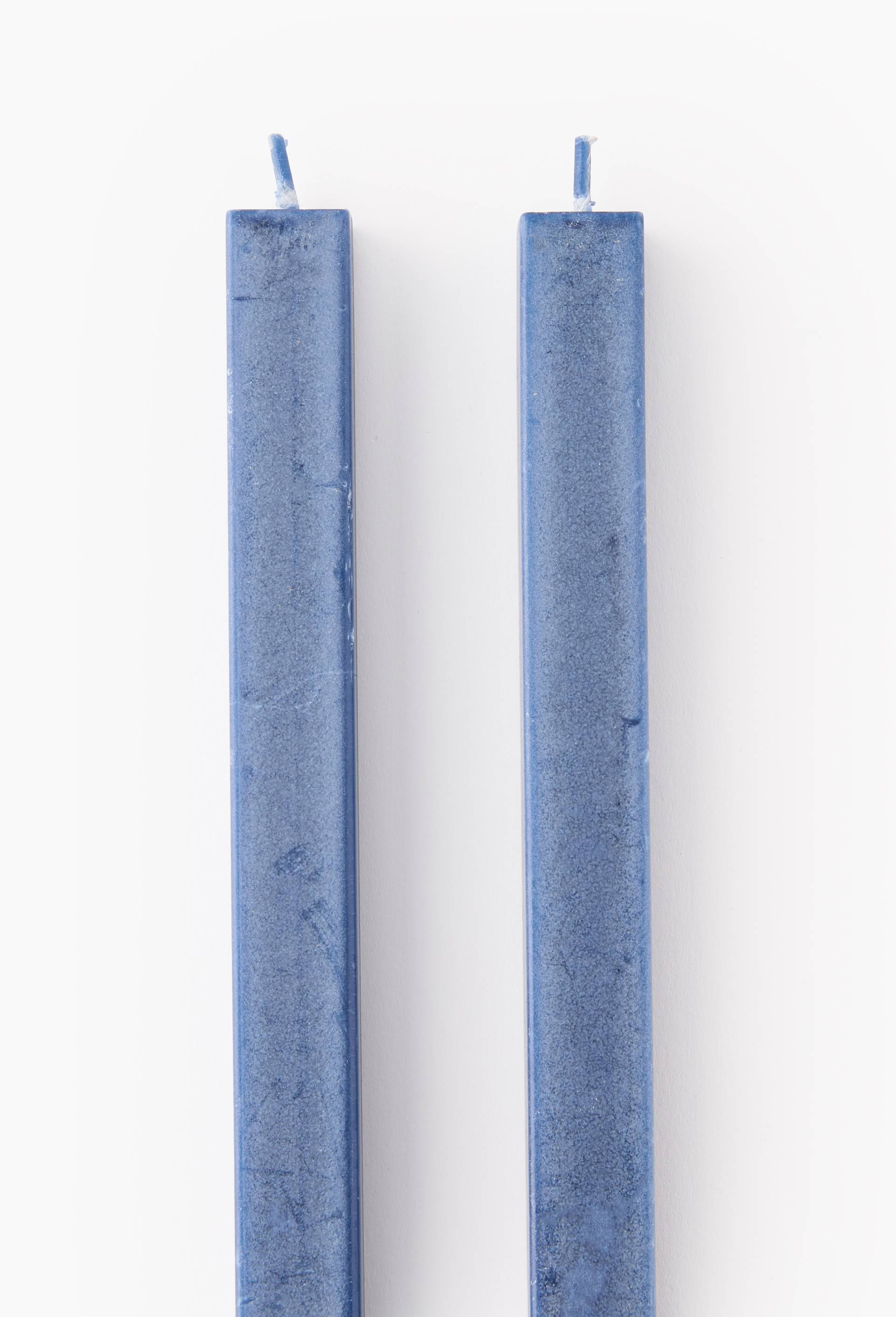 Lot 2 bougies flambeaux carr&eacute;, H25cm, Bleu fonc&eacute;, large image number 1