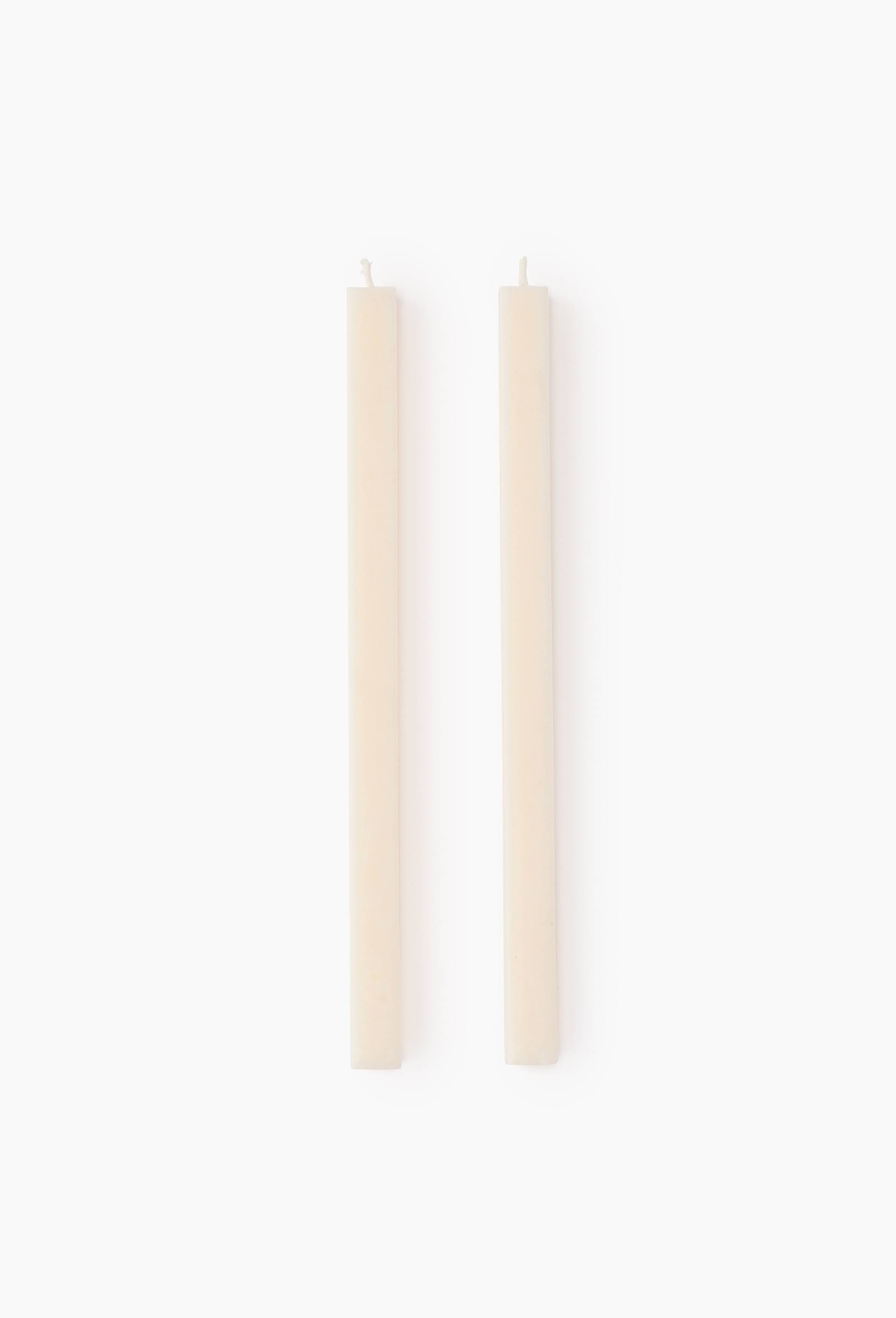 Lot 2 bougies flambeaux carr&eacute;, H25cm, Ecru, large image number 0