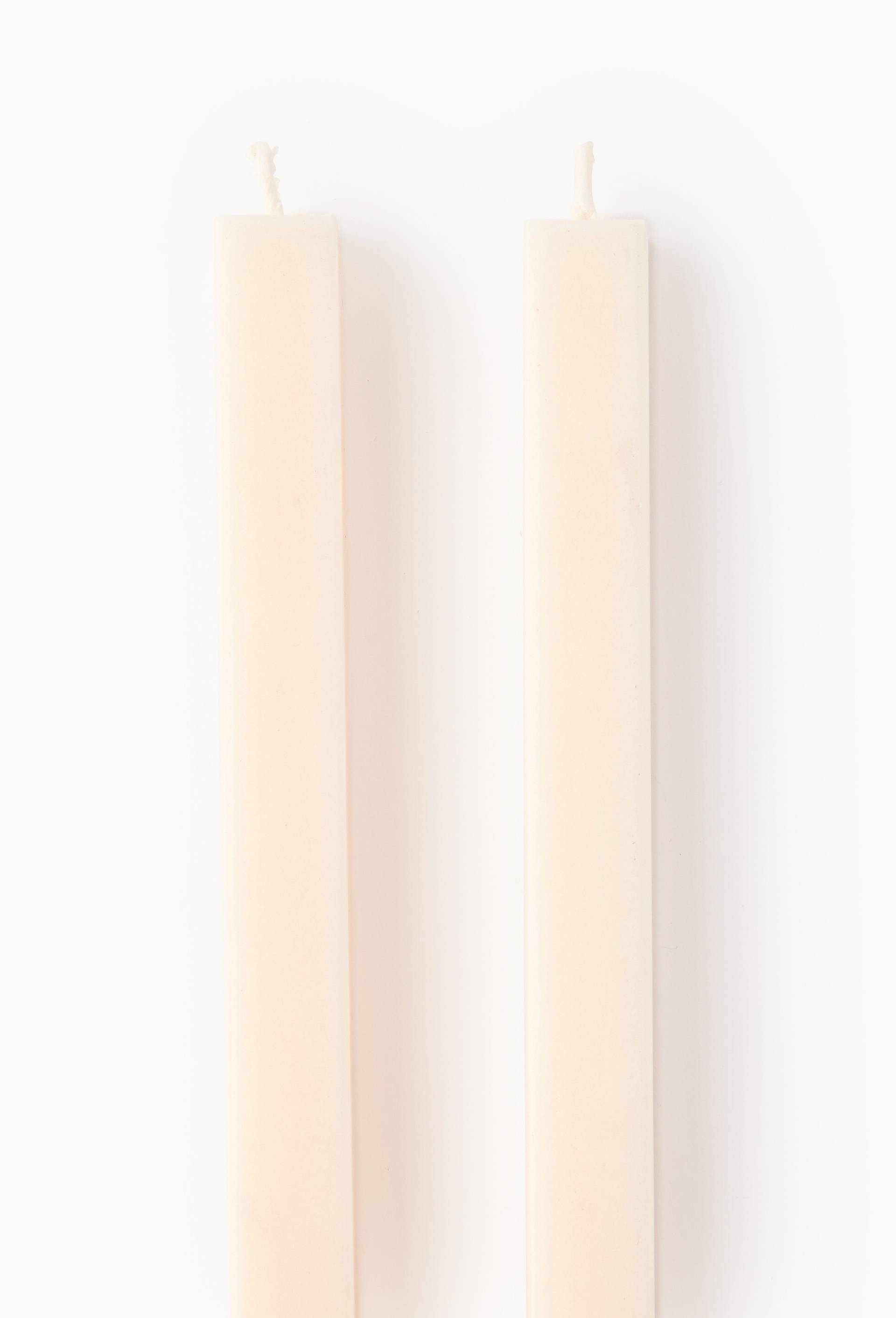 Lot 2 bougies flambeaux carr&eacute;, H25cm, Ecru, large image number 1.0