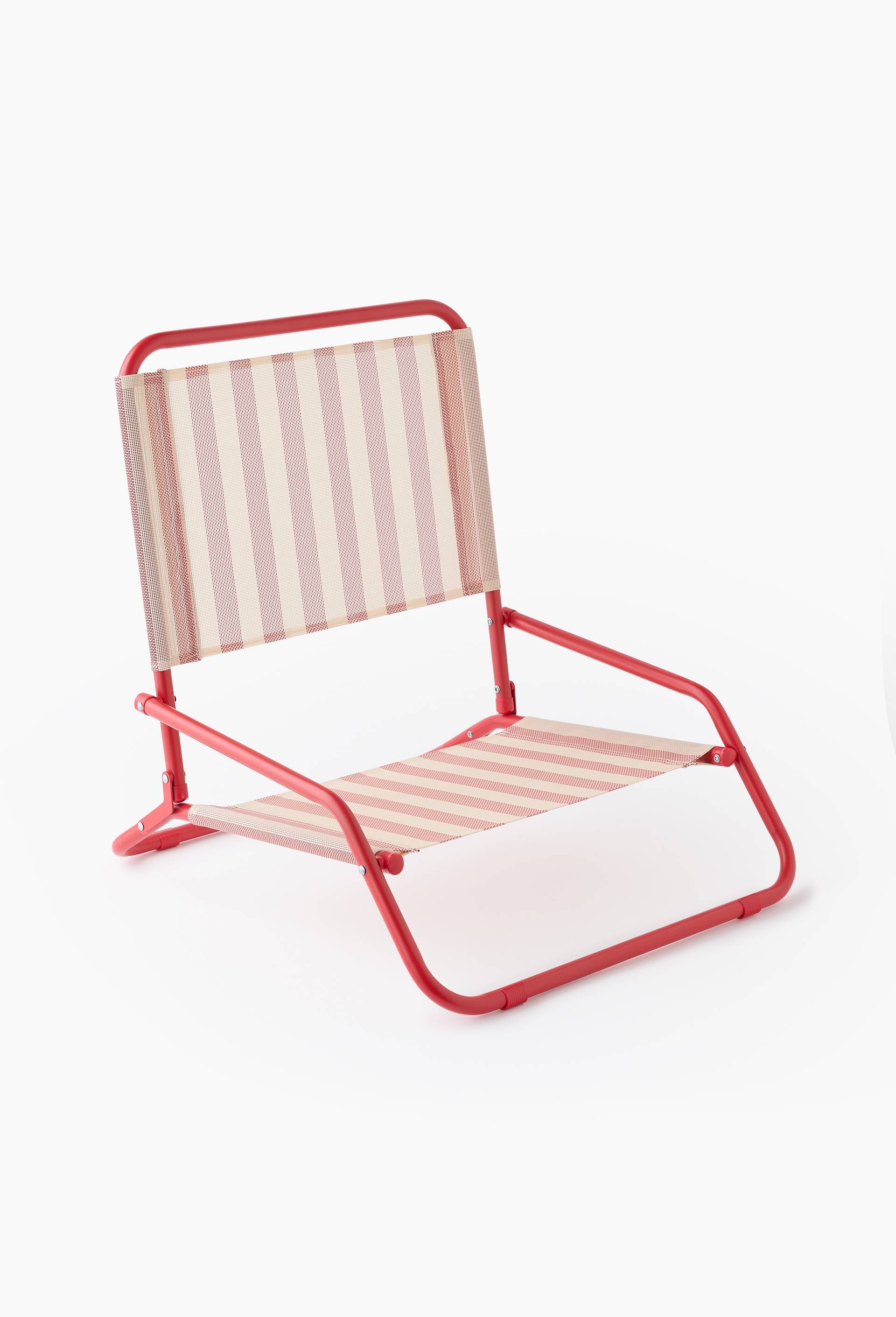 Chaise de plage pliante, 65x56xH60cm, en textil&egrave;ne et m&eacute;tal, Rouge, large image number 0.0