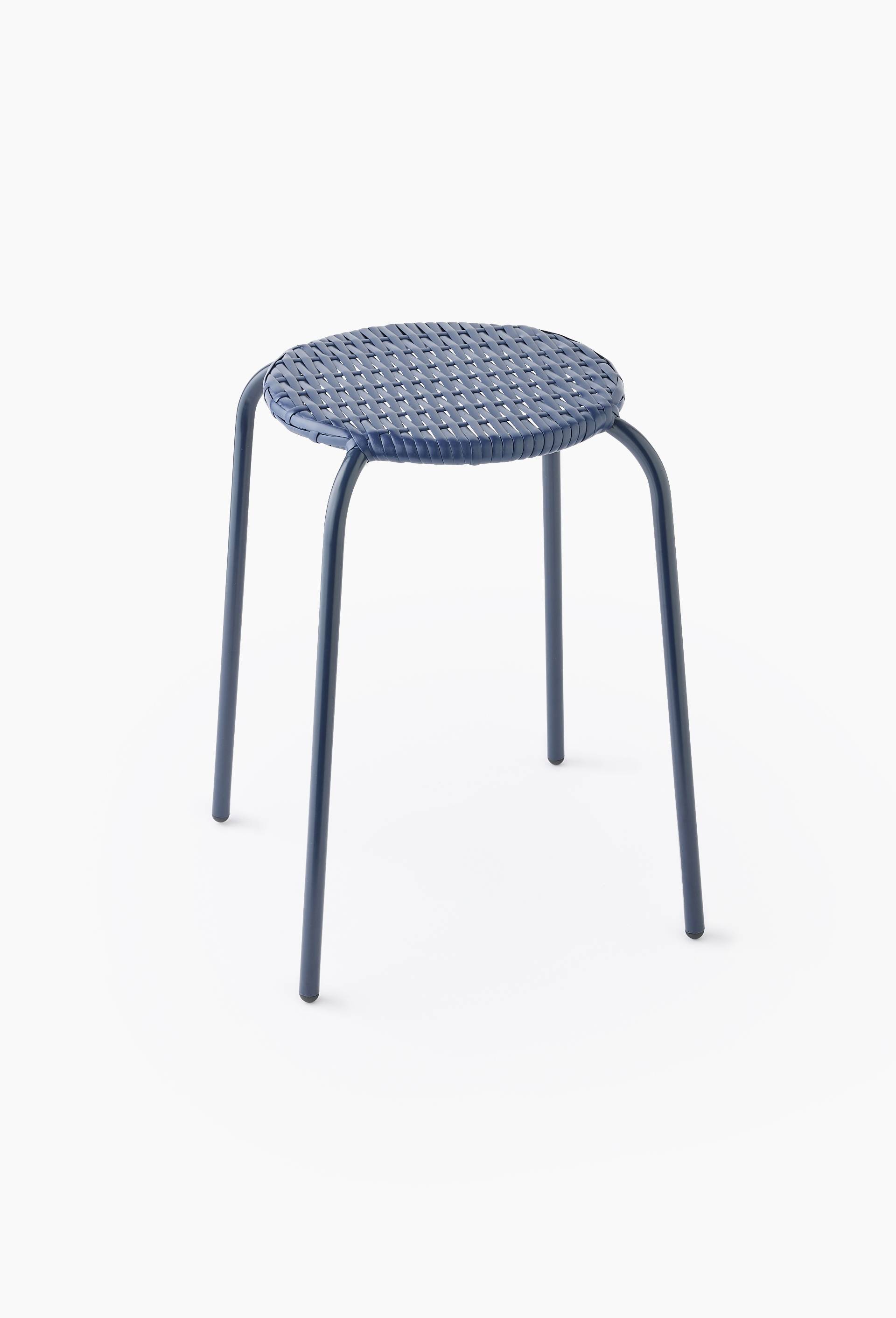 Tabouret, 31x34x41.8cm, en plastique et m&eacute;tal, Bleu fonc&eacute;, large image number 0.0