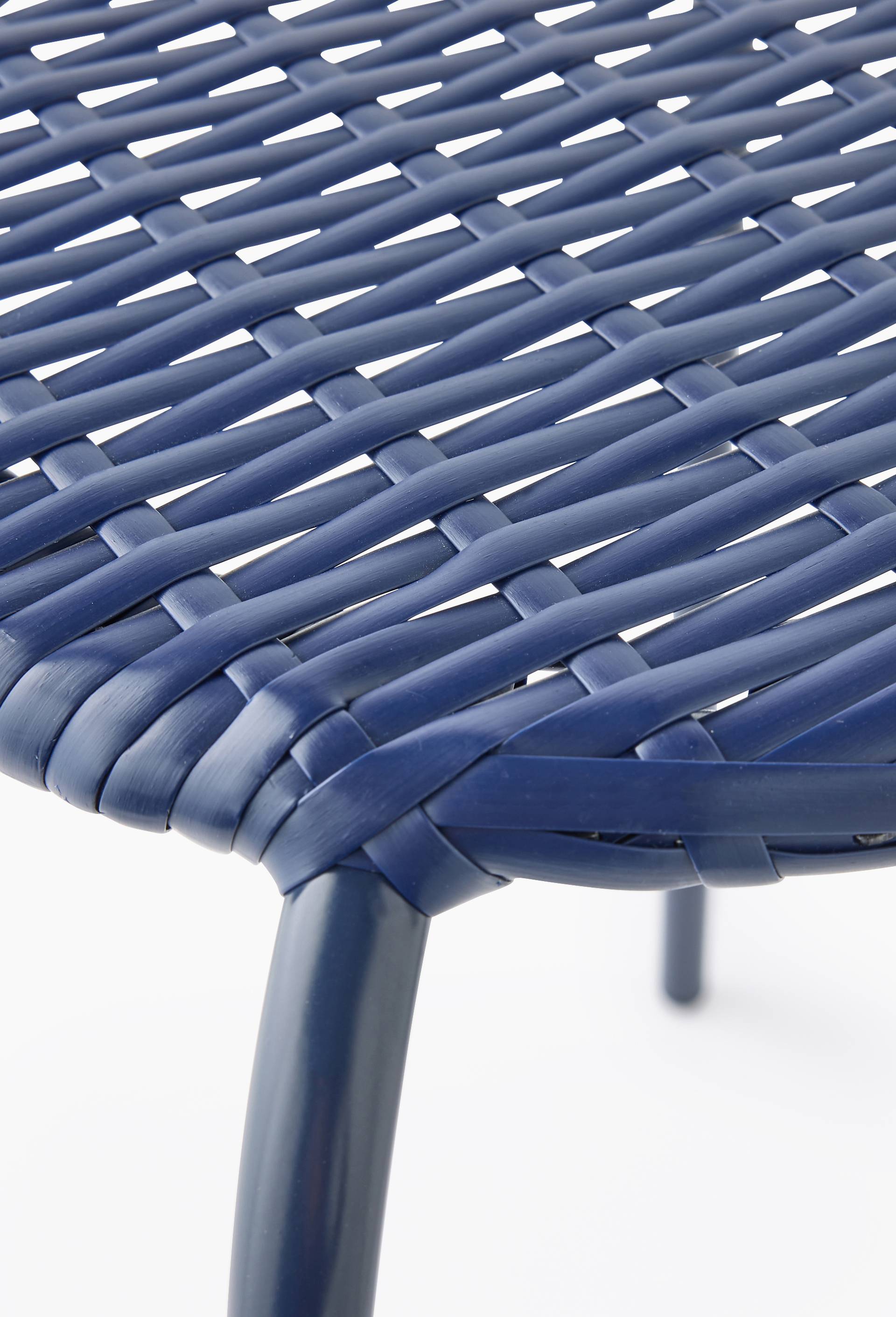 Tabouret, 31x34x41.8cm, en plastique et m&eacute;tal, Bleu fonc&eacute;, large image number 1