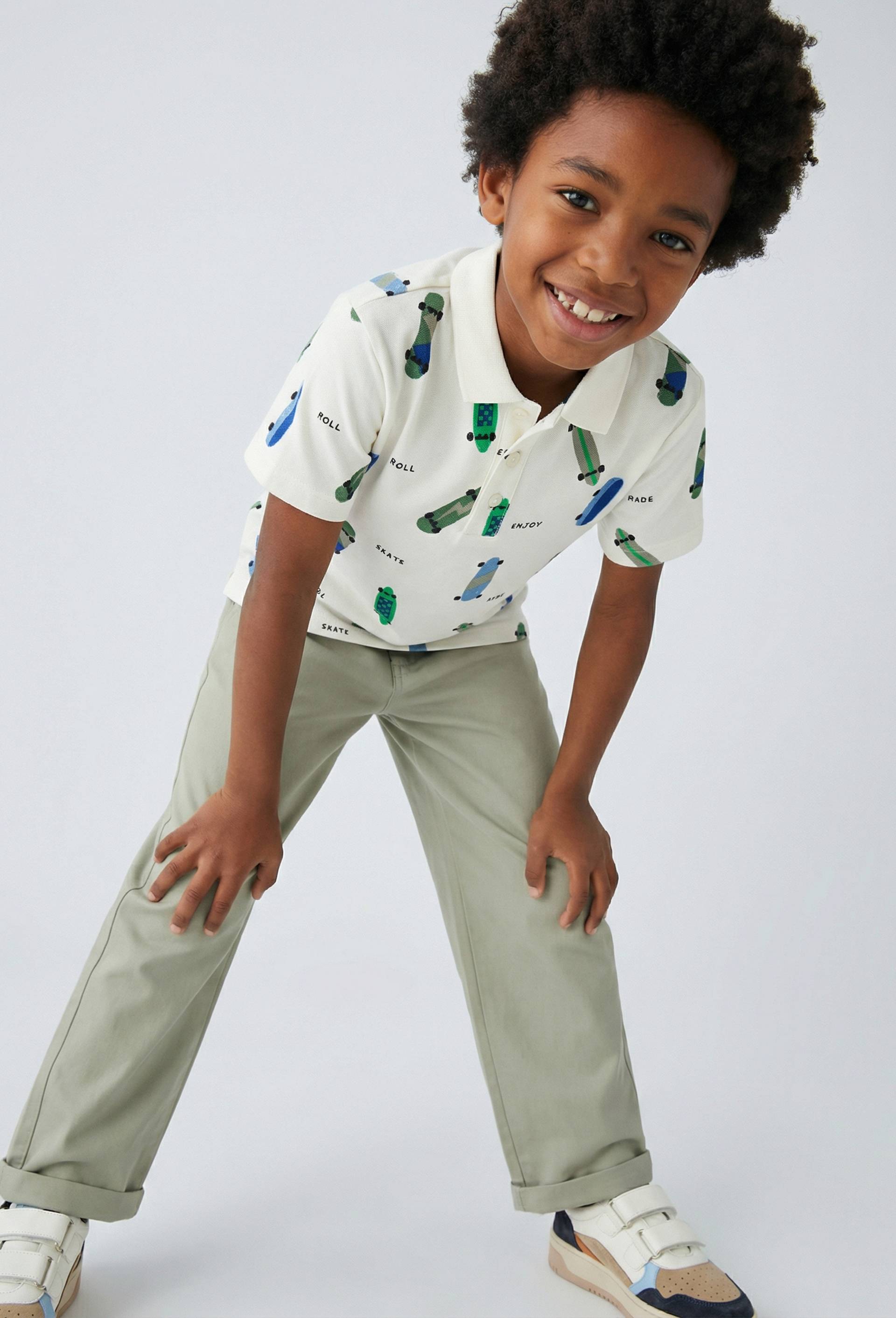Pantalon chino uni en coton, Vert, swatch image