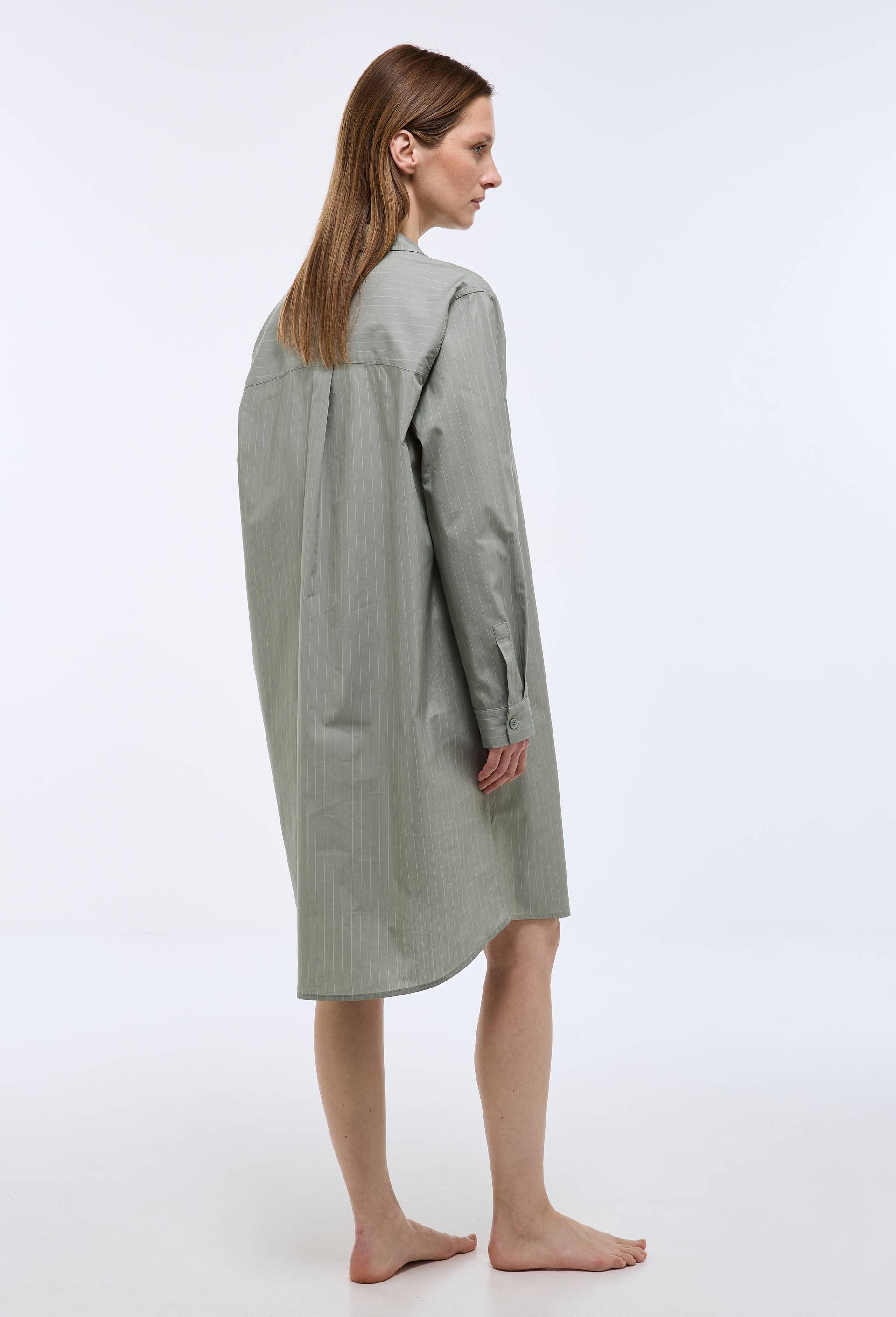 Chemise de nuit &agrave; manches longues en coton et polyamide, Vert, large image number 1.0