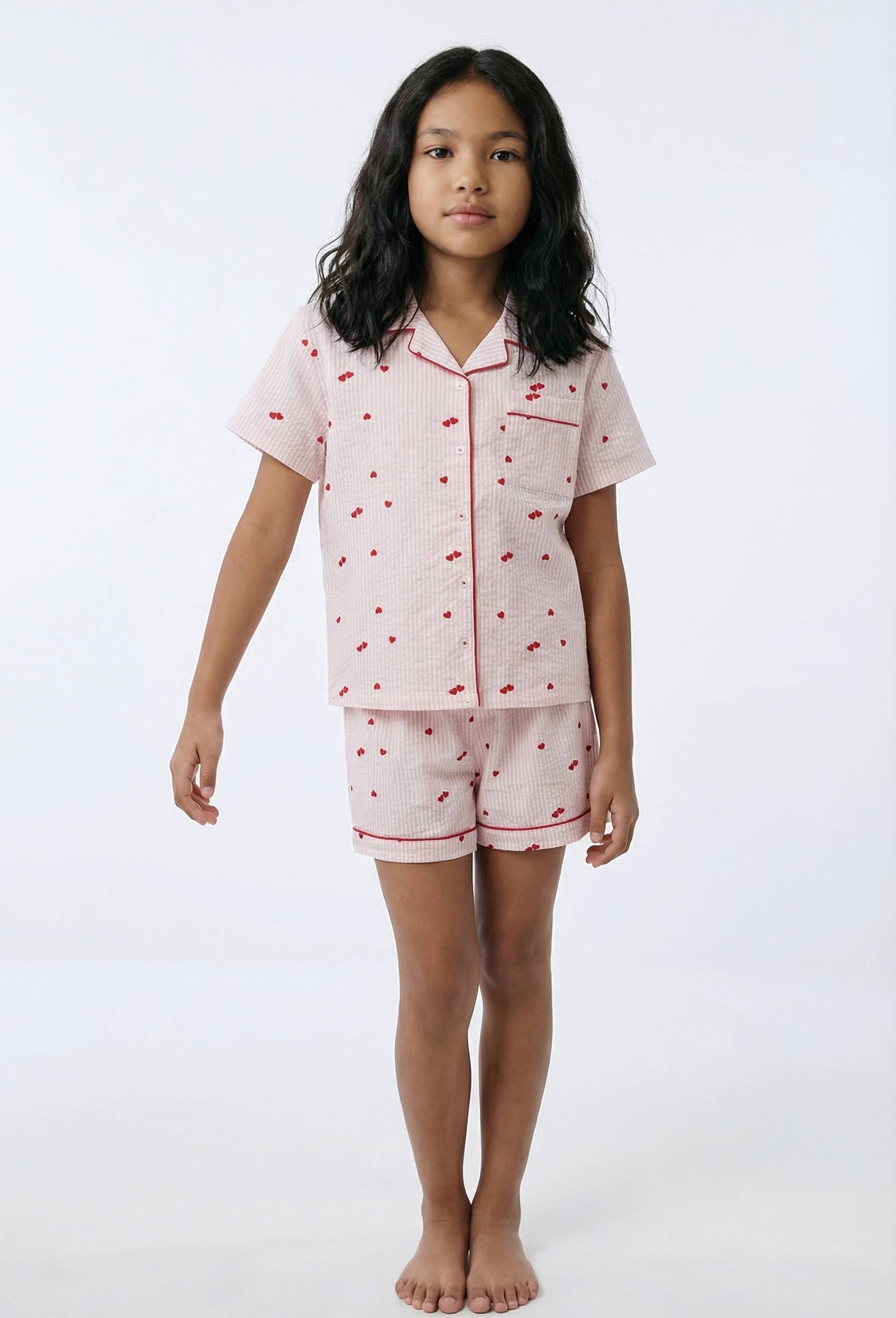 Pyjama chemise short  ray&eacute; en coton BIO GOTS, Rose, large image number 0