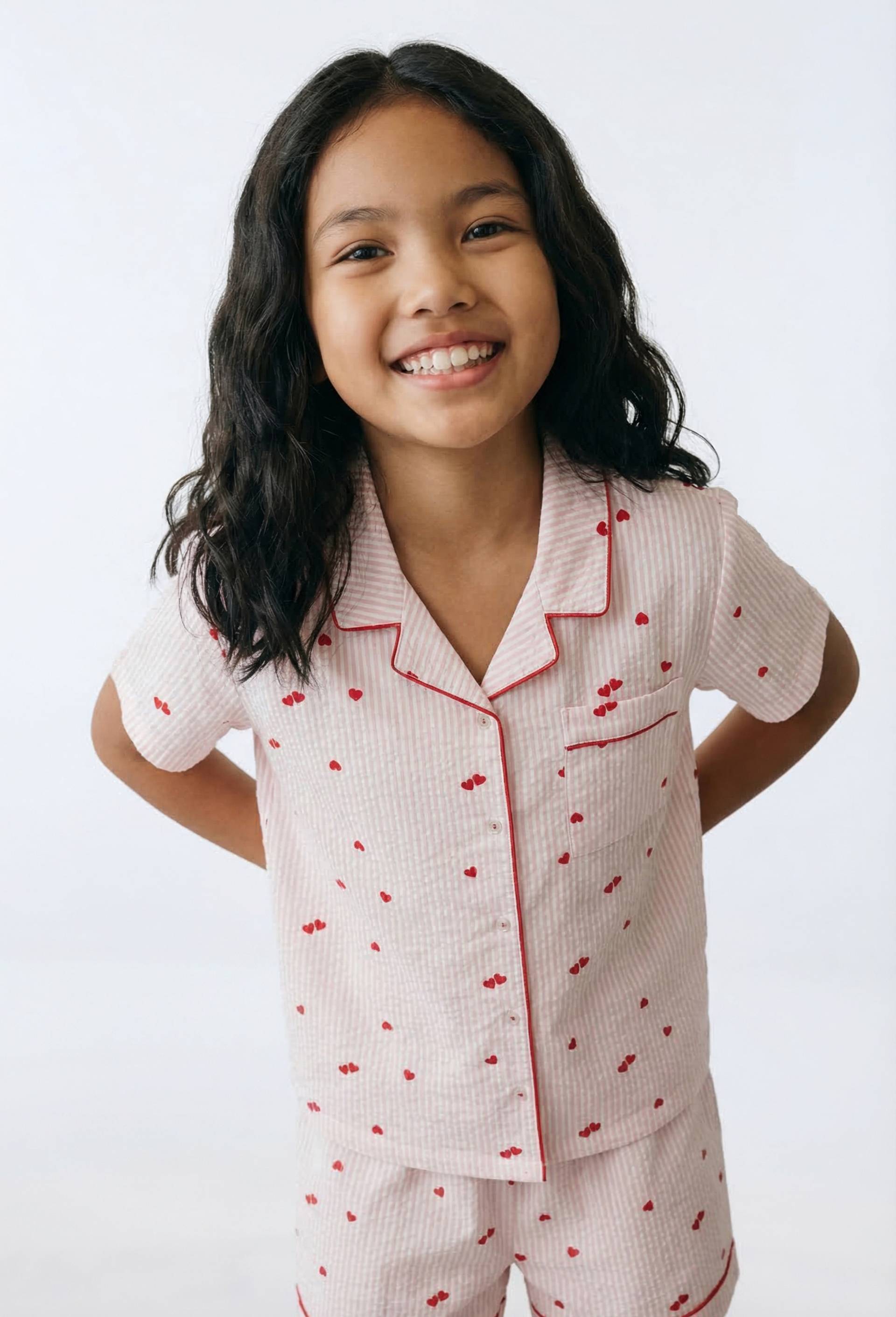 Pyjama chemise short  ray&eacute; en coton BIO GOTS, Rose, large image number 1