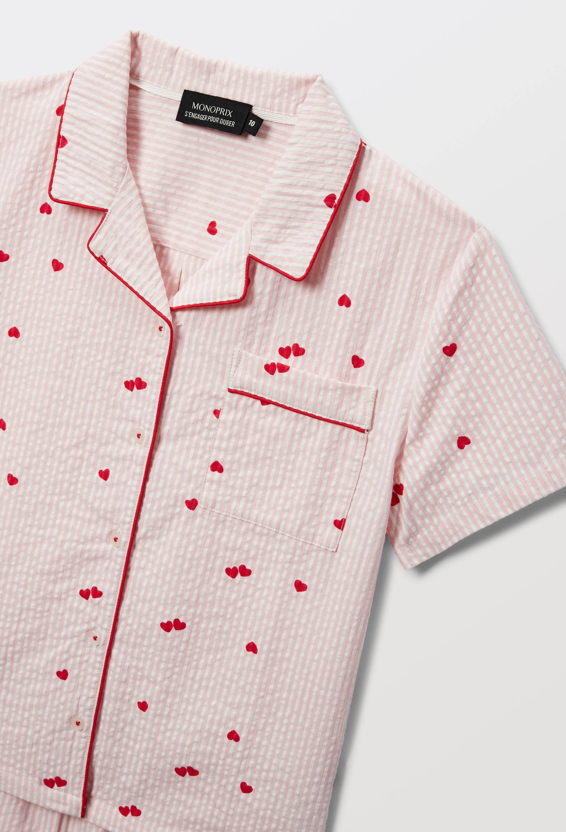 Pyjama chemise short  ray&eacute; en coton BIO GOTS, Rose, large image number 4.0