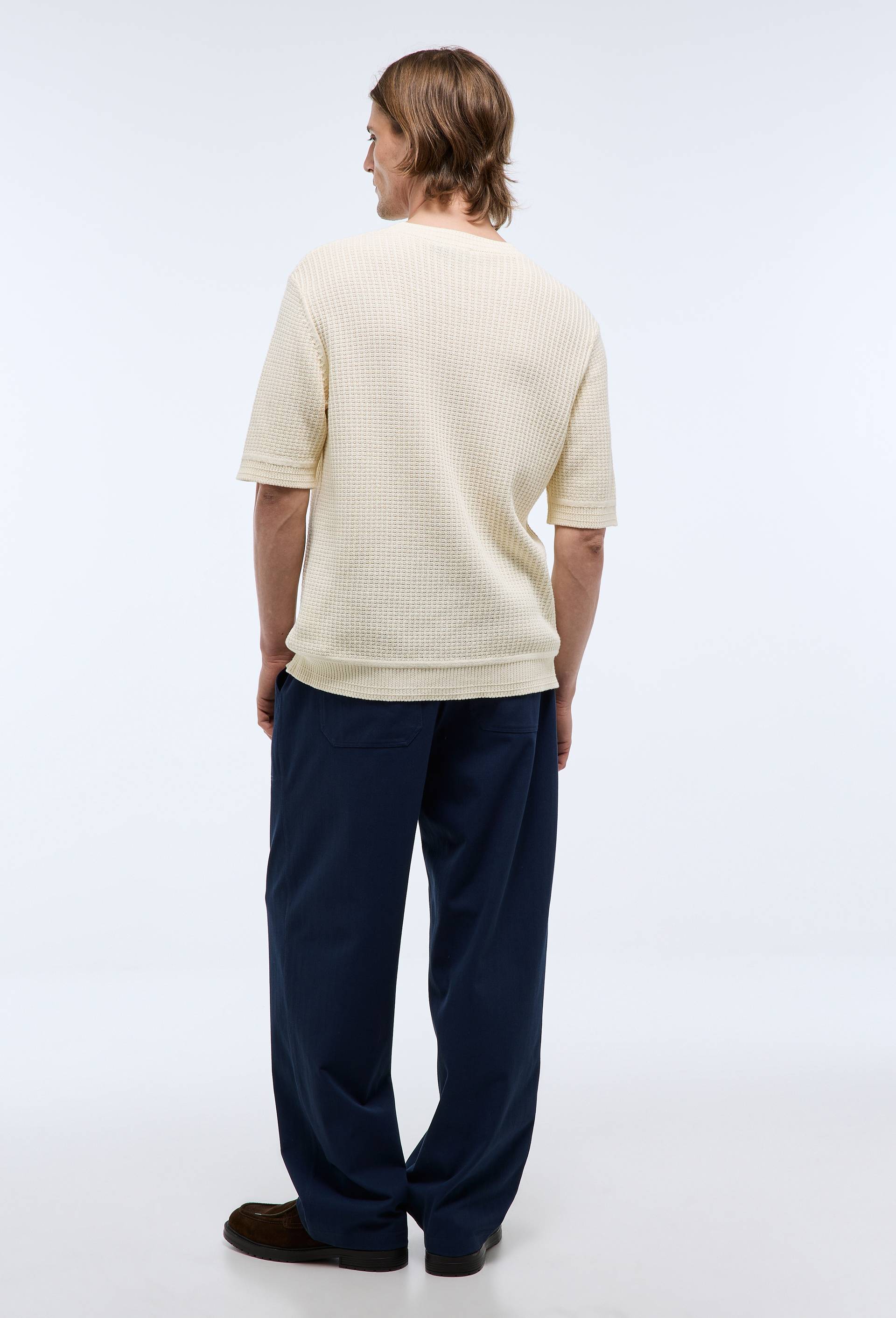 Pantalon &eacute;lastiqu&eacute; contenant du coton, Bleu fonc&eacute;, large image number 3