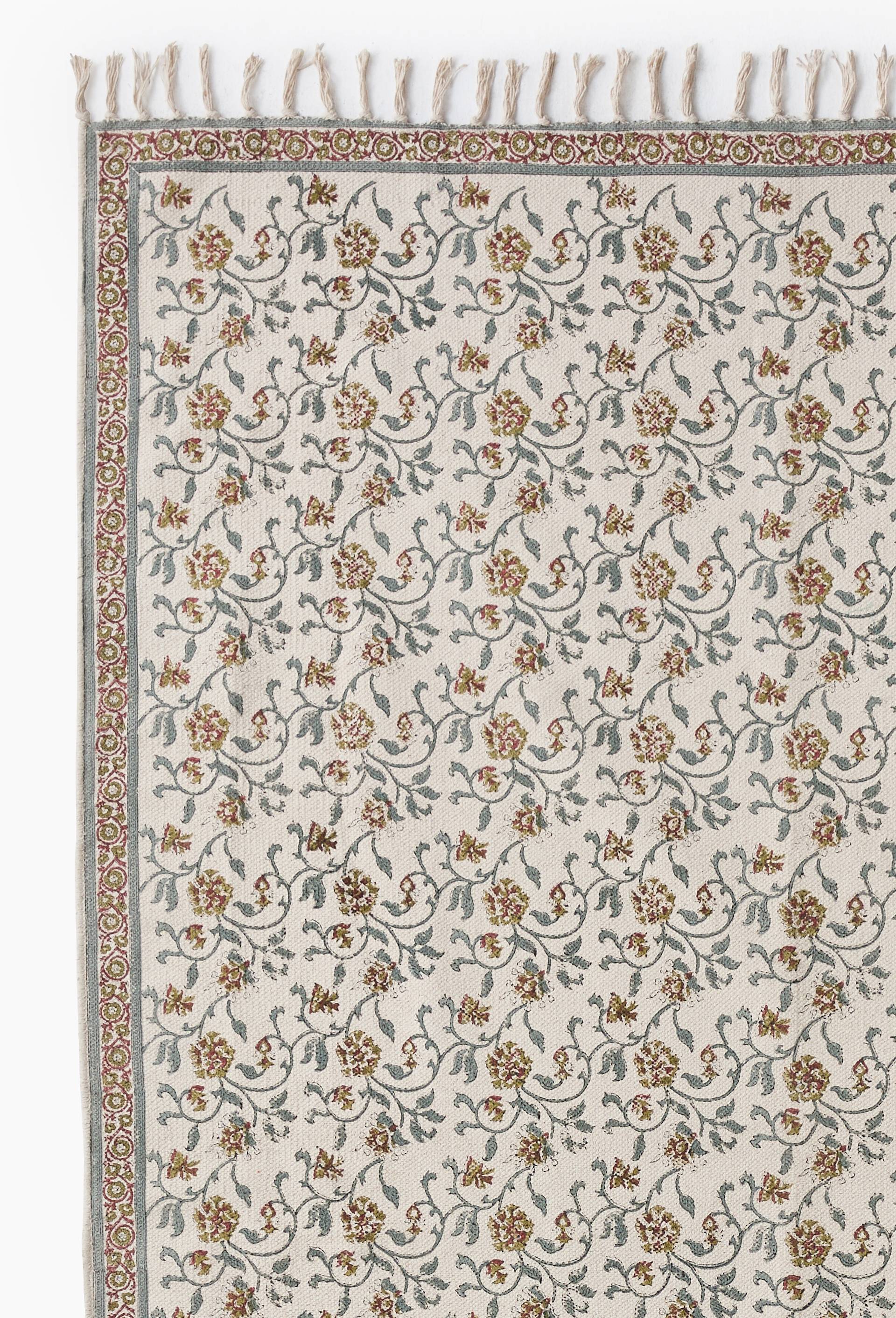 Tapis blockprint, 100% coton, Vert, large image number 2