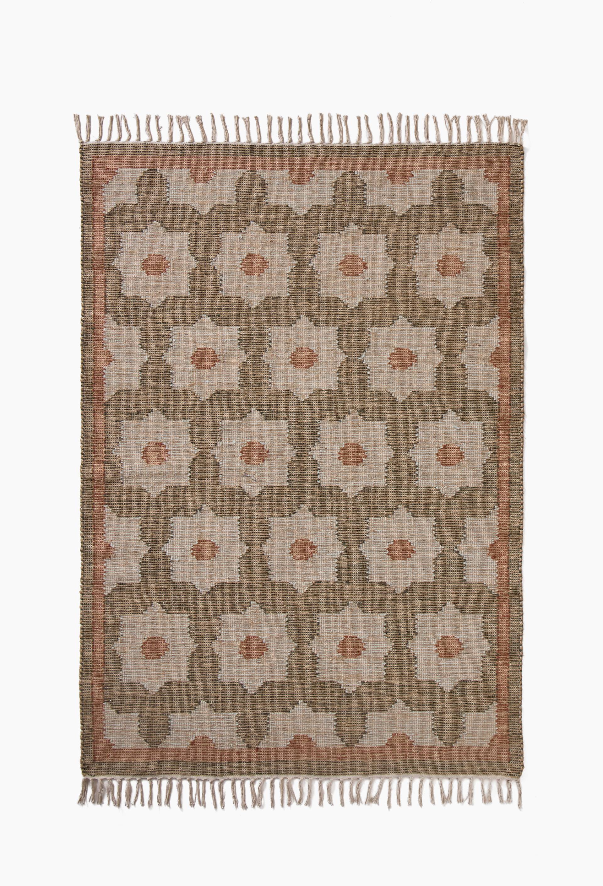 Tapis kilim, 120x180cm, 80% jute et 20% laine, Vert fonc&eacute;, large image number 1