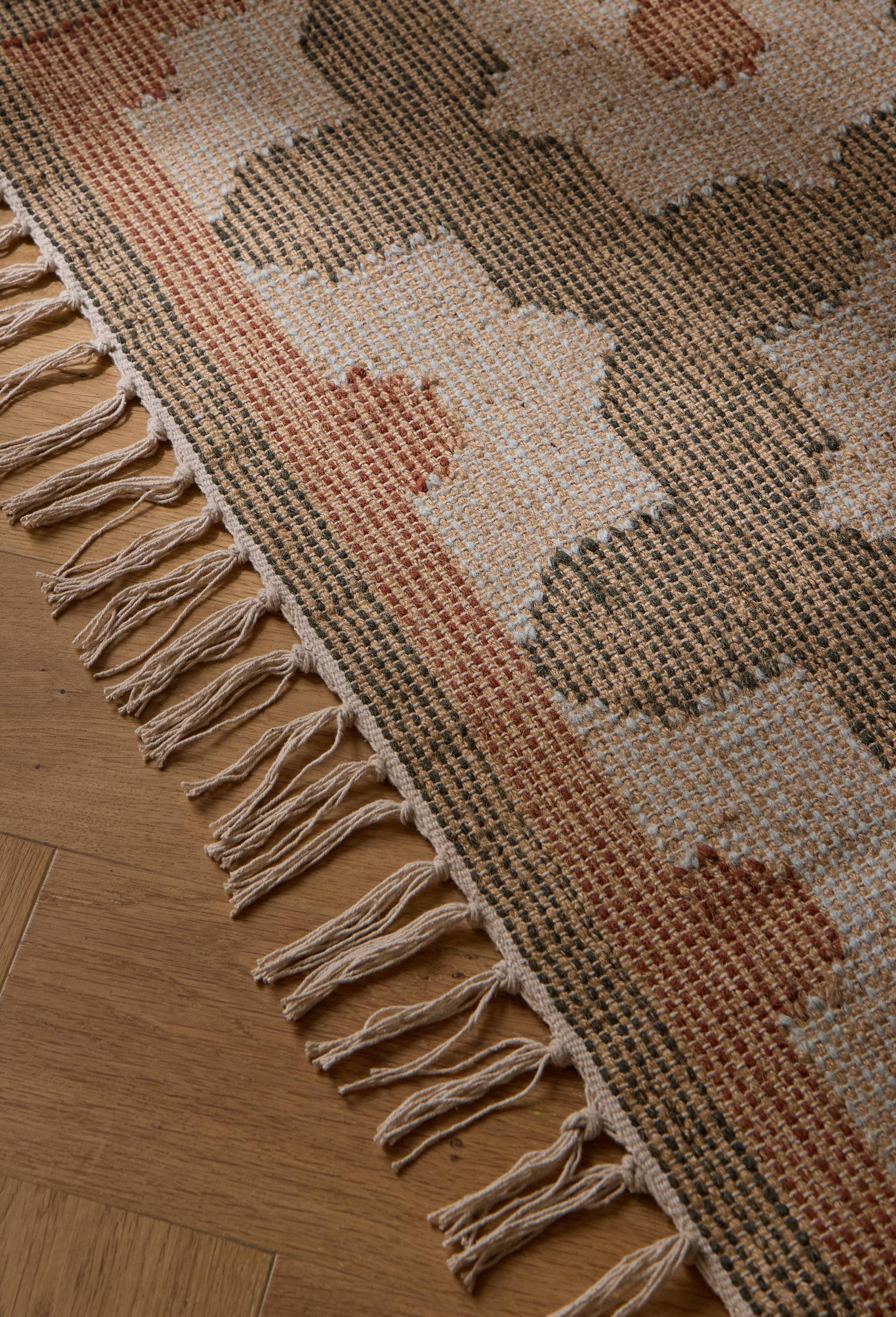 Tapis kilim, 120x180cm, 80% jute et 20% laine, Vert fonc&eacute;, large image number 2
