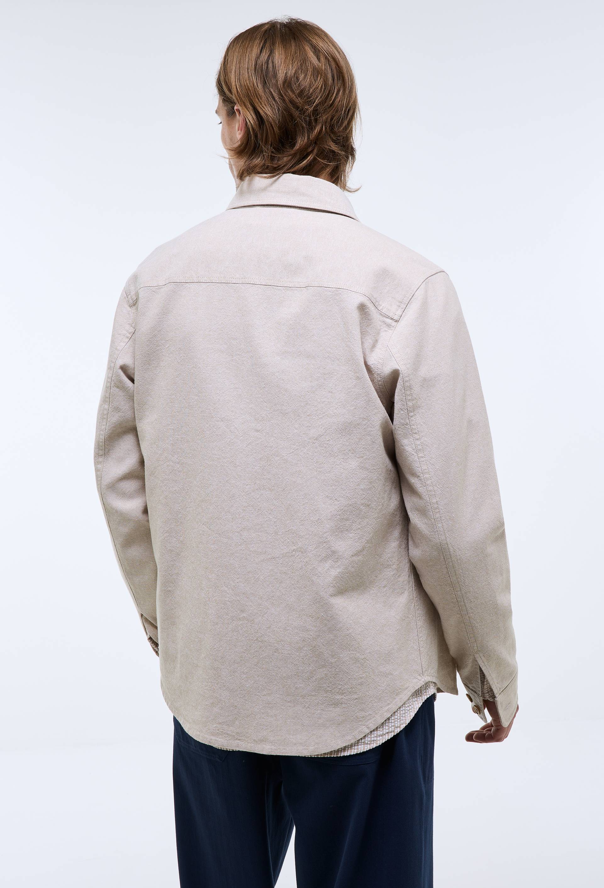 Surchemise en m&eacute;lange coton et lin, Beige clair, large image number 2