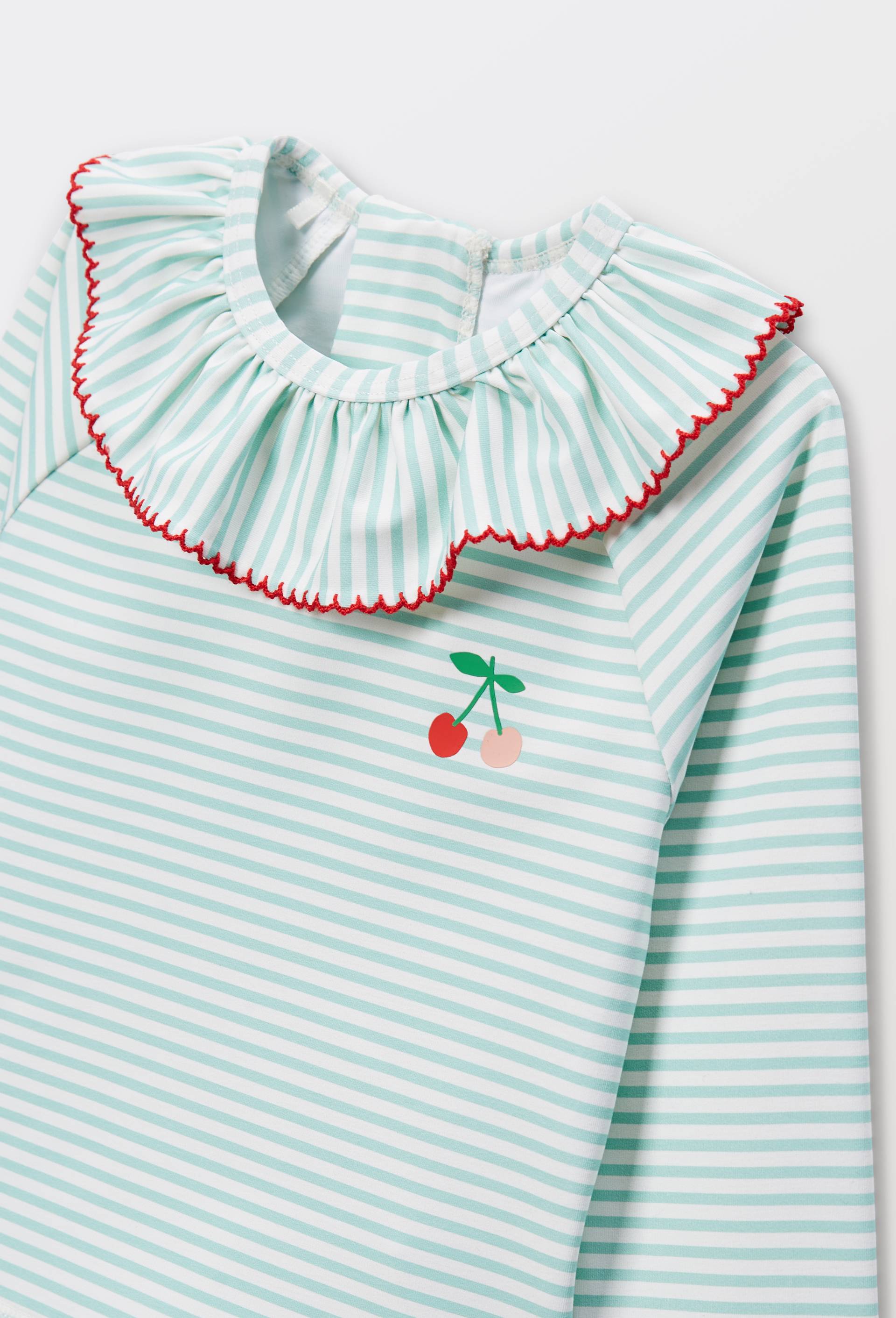 Maillot de bain tee-shirt manches longues et culotte ray&eacute;s, Vert clair, large image number 2