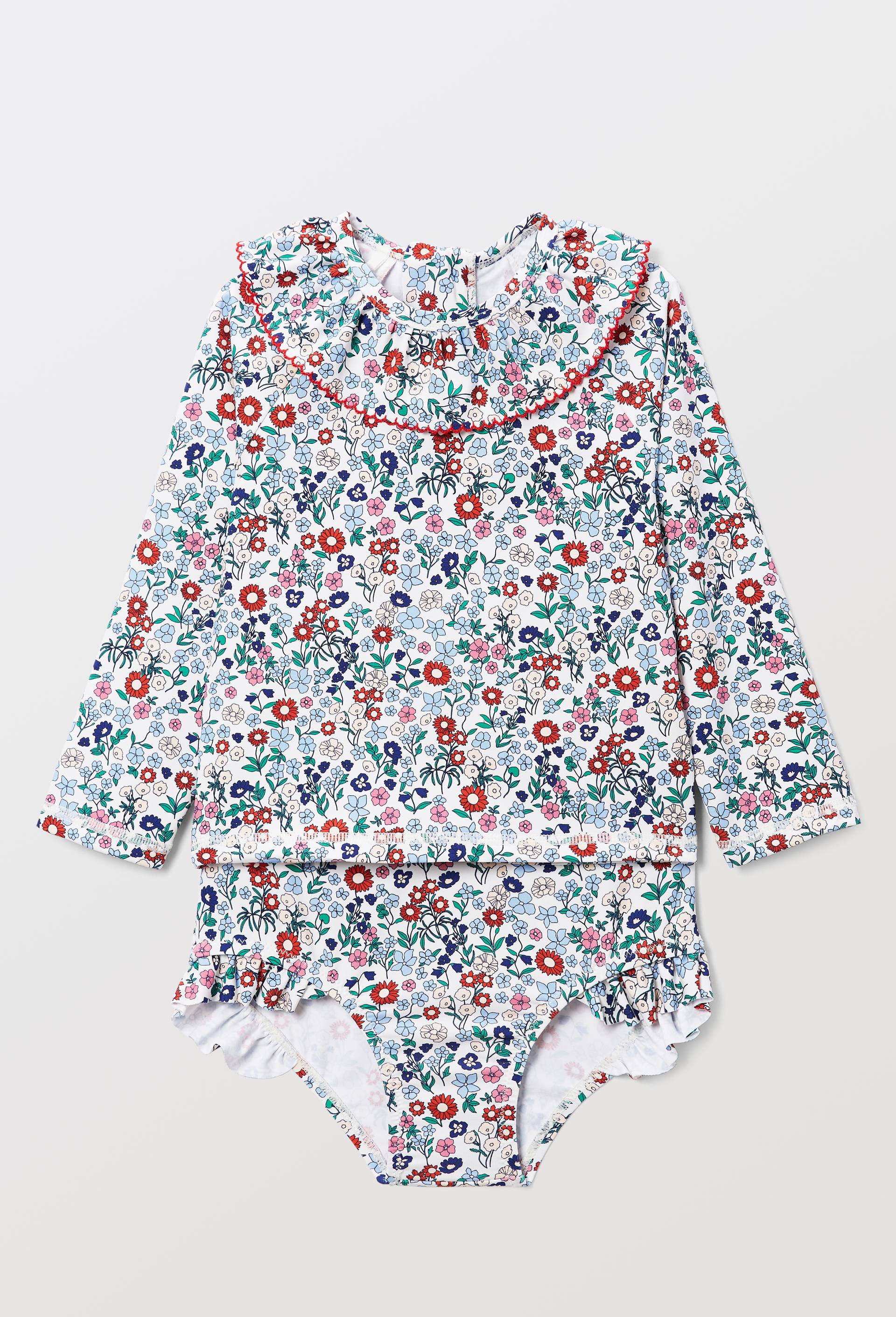 Maillot de bain tee-shirt manches longues et culotte imprim&eacute;s, Ecru, large image number 0.0