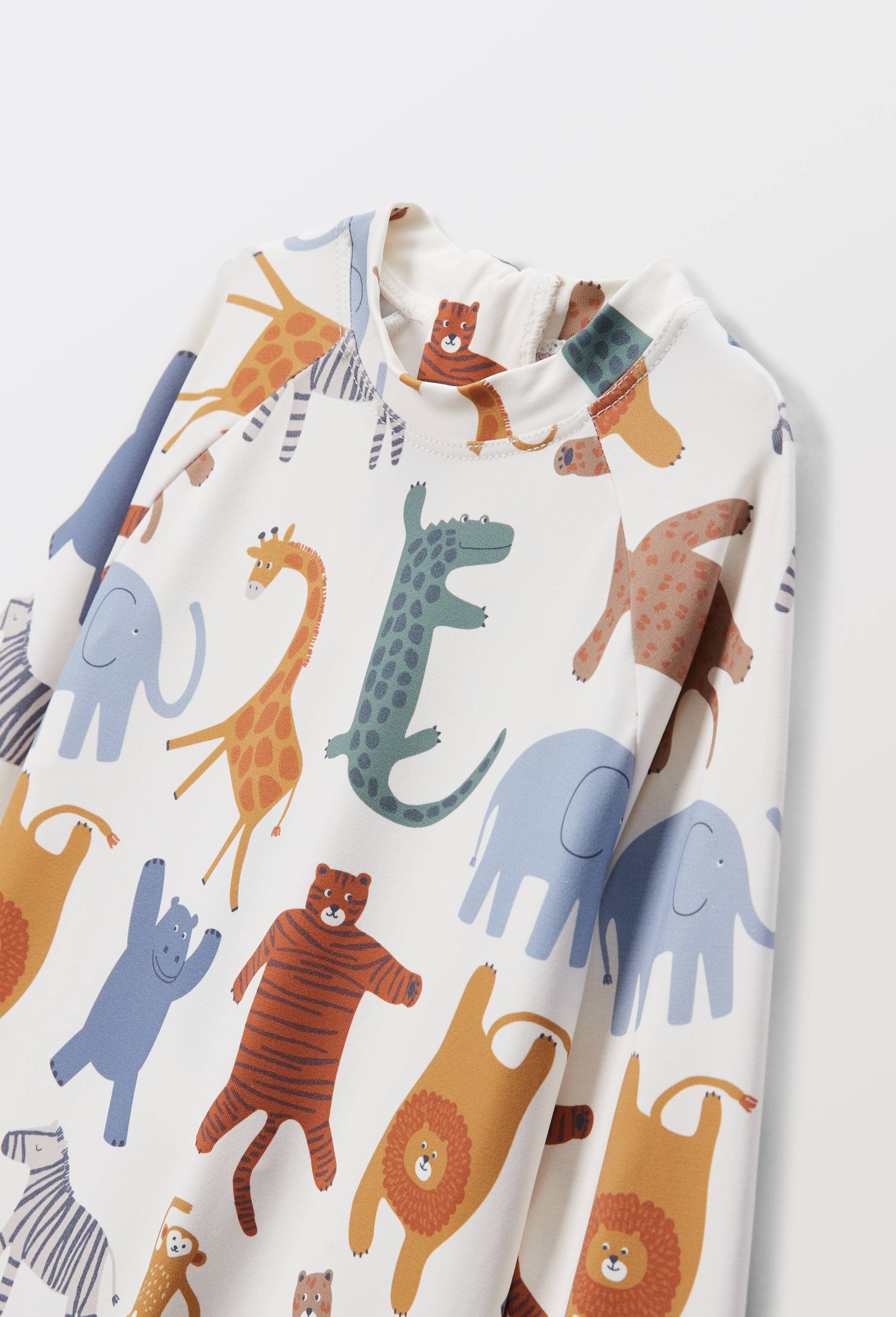Maillot de bain combinaison manches longues imprim&eacute;, Beige clair, large image number 2.0