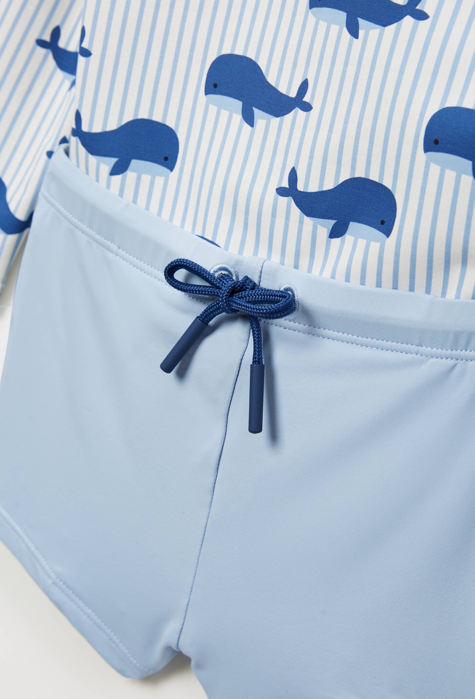 Maillot de bain tee-shirt manches longues imprim&eacute; et short uni anti-UV, Ecru, large image number 2