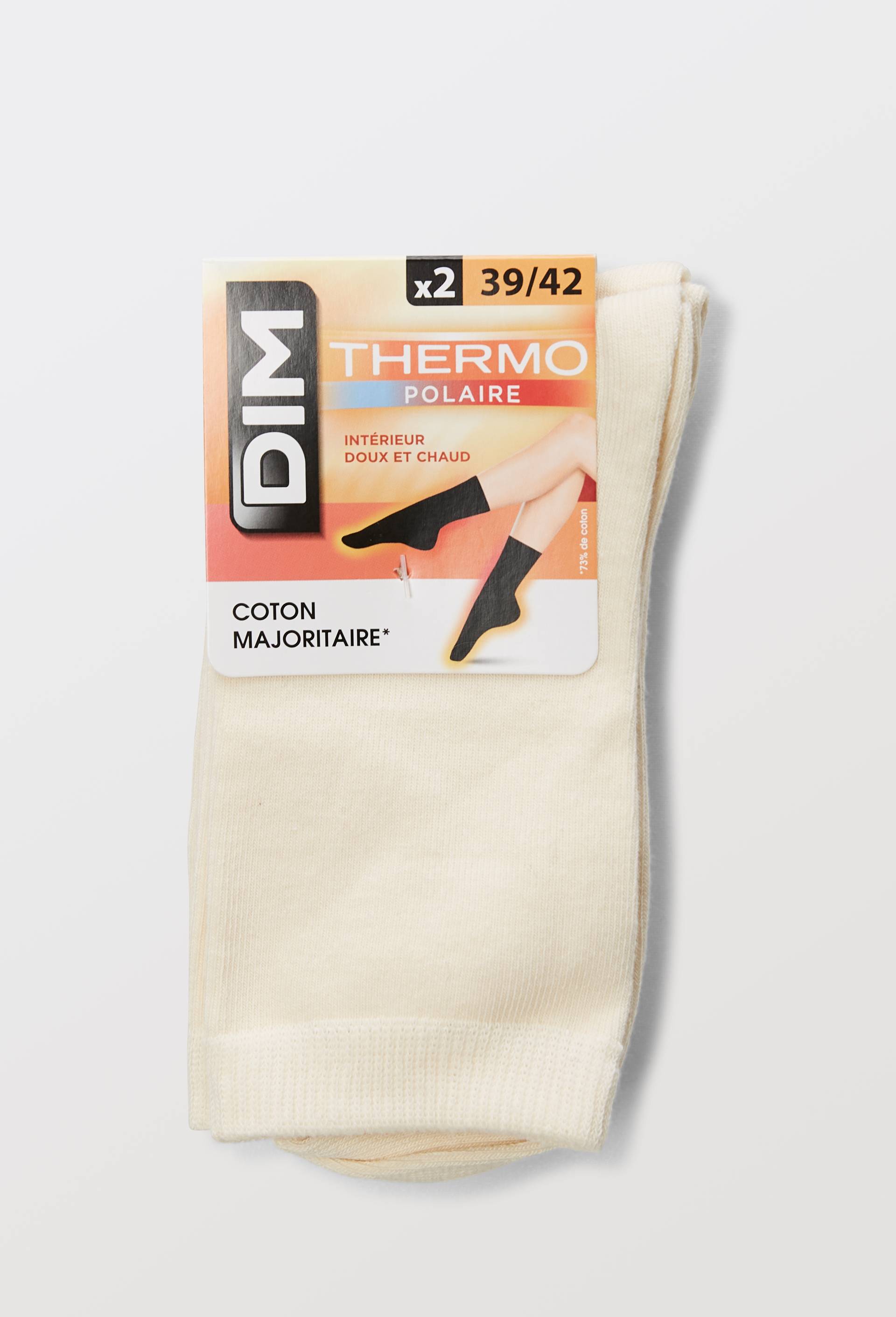 Paire de chaussettes thermo polaire DIM, Beige clair, large image number 2
