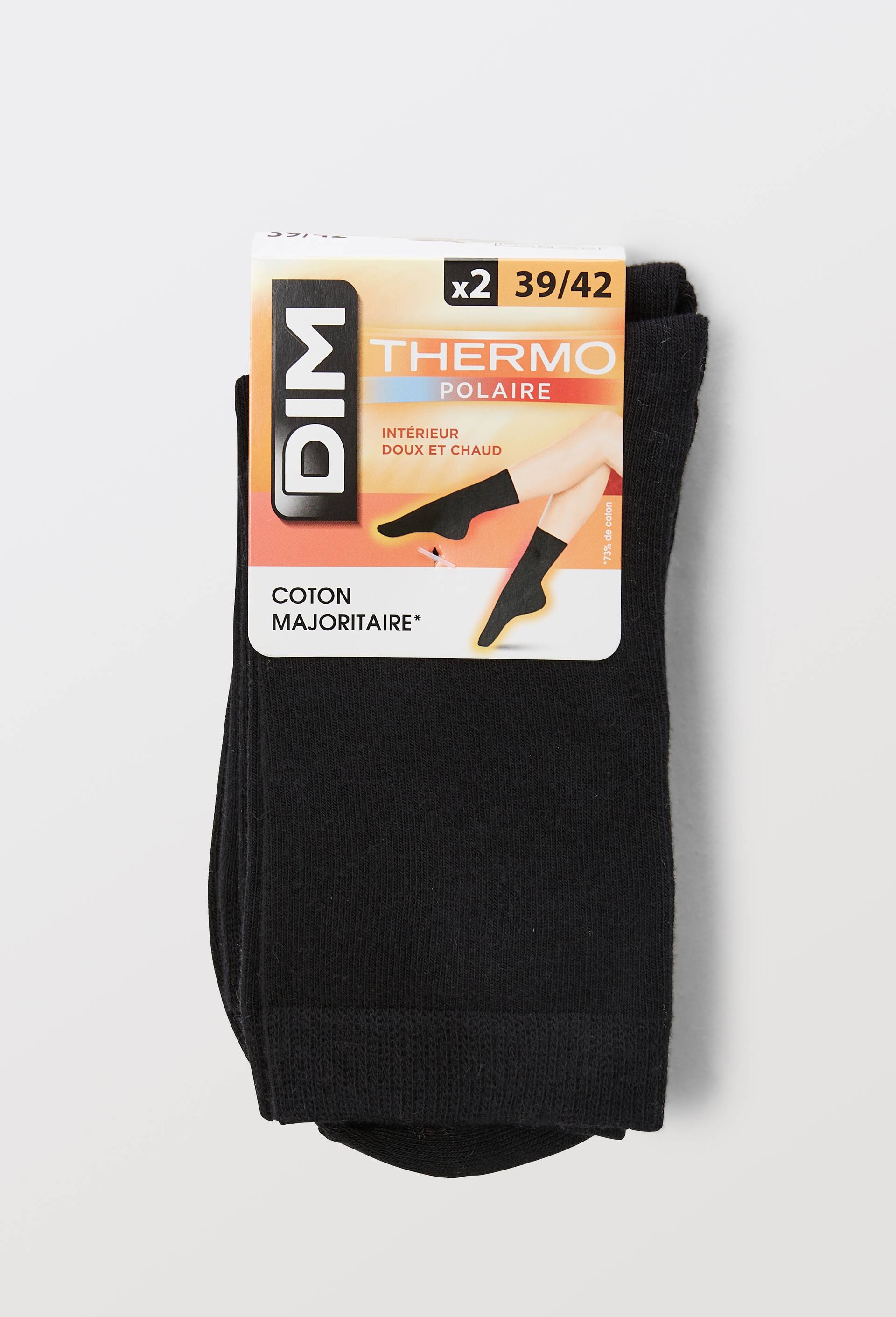 Paire de chaussettes thermo polaire DIM, Noir, large image number 3