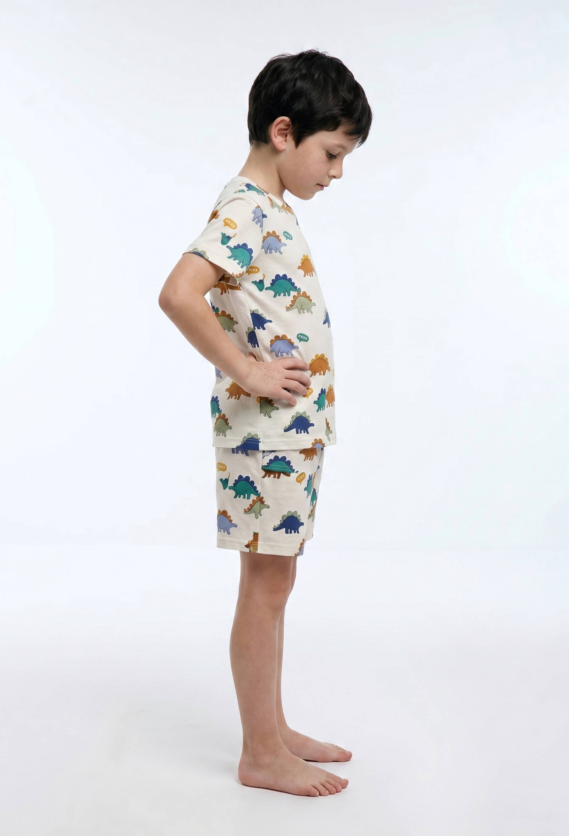 Lot de 2 pyjamas shorts imprim&eacute; en jersey coton BIO GOTS, Vert fonc&eacute;, large image number 1