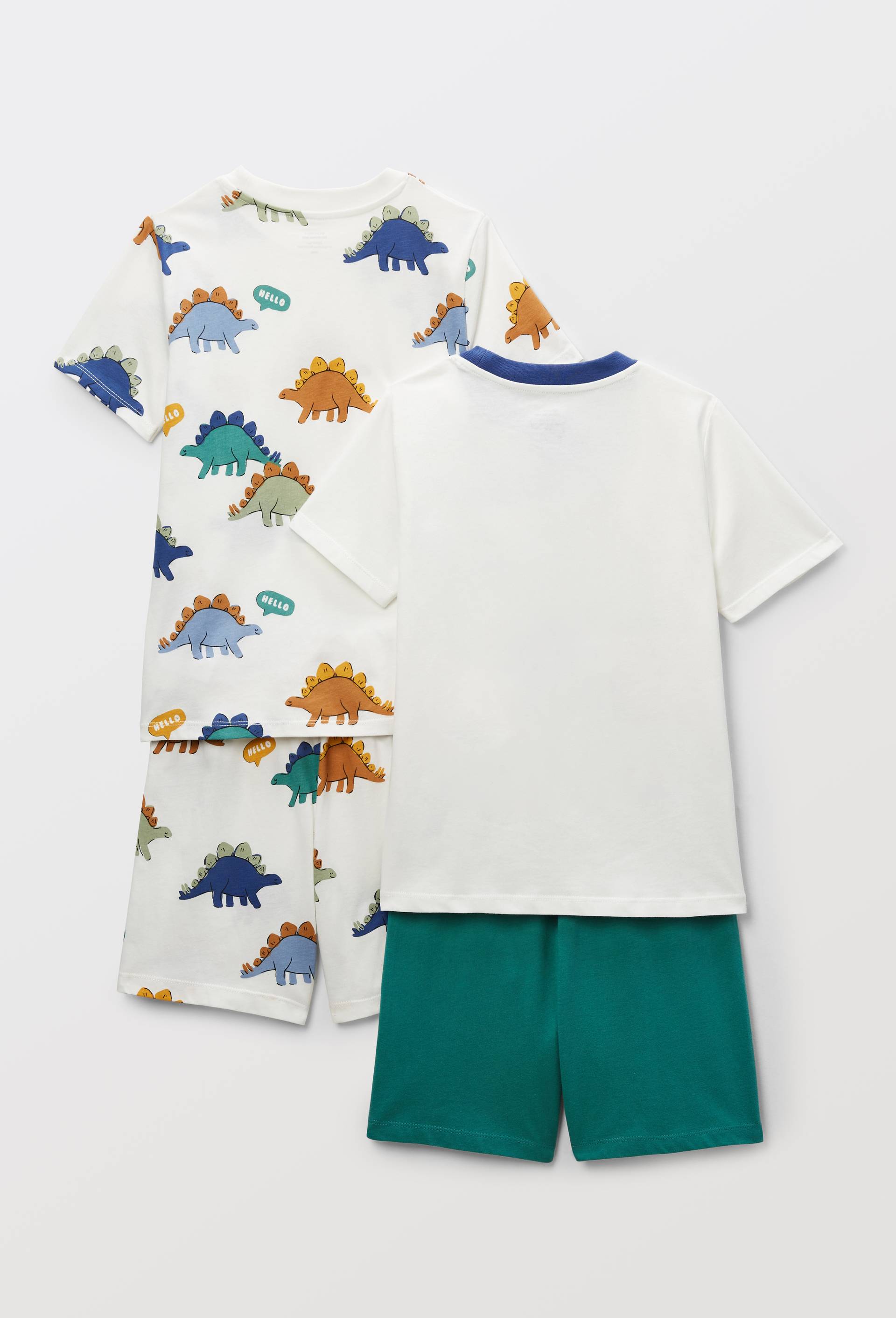 Lot de 2 pyjamas shorts imprim&eacute; en jersey coton BIO GOTS, Vert fonc&eacute;, large image number 3.0