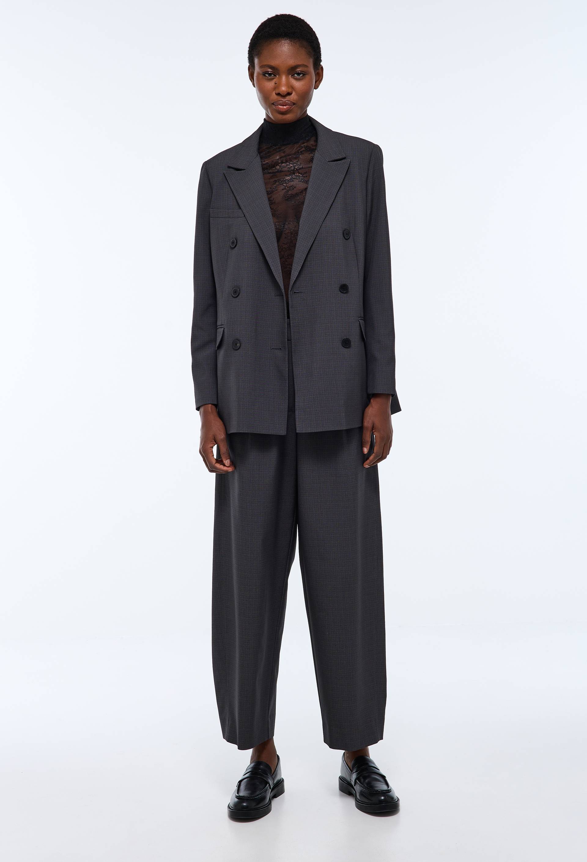 Pantalon de costume barrel, Gris fonc&eacute;, large image number 0.0