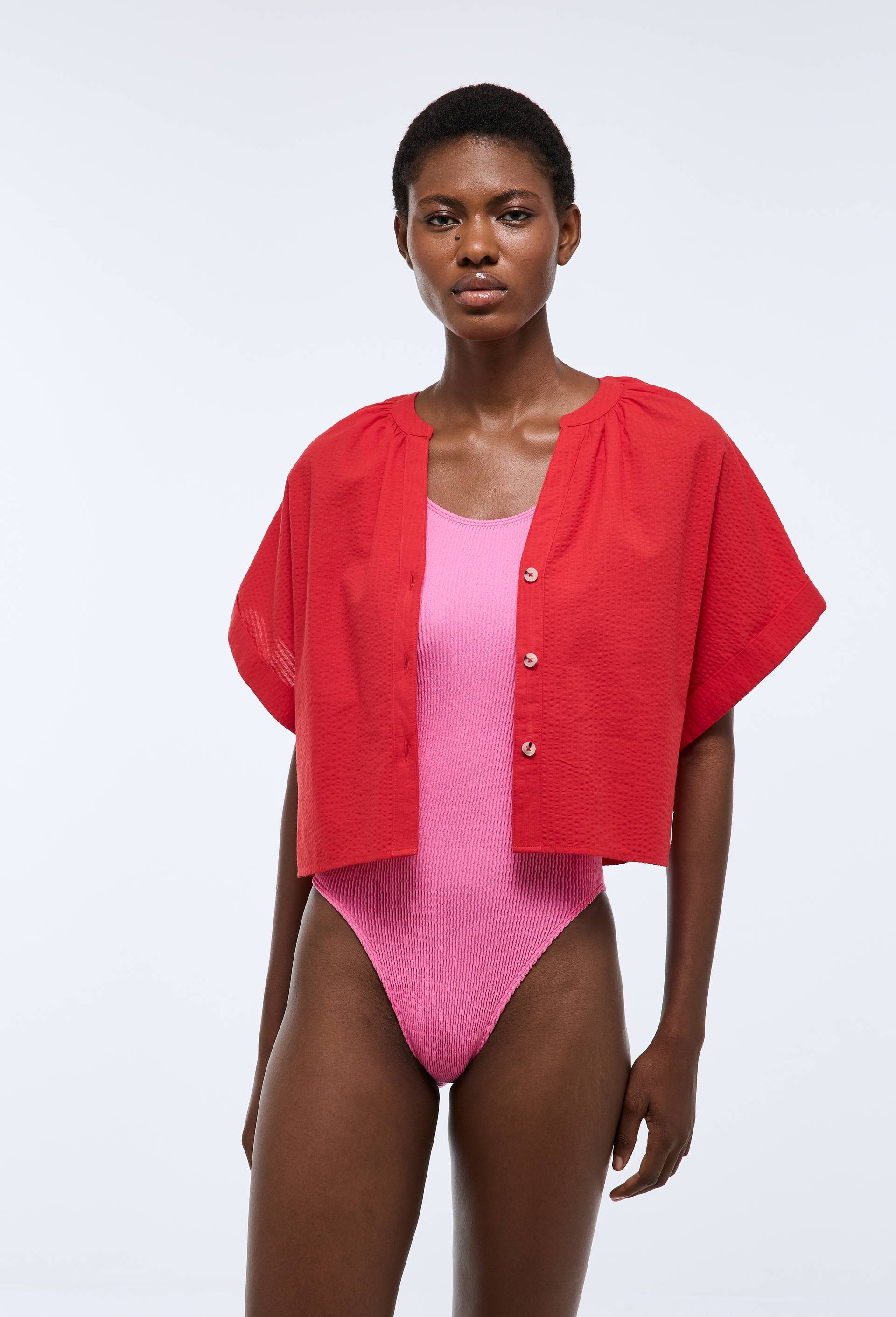 Chemise de plage en coton BIO GOTS, Rouge, large image number 0