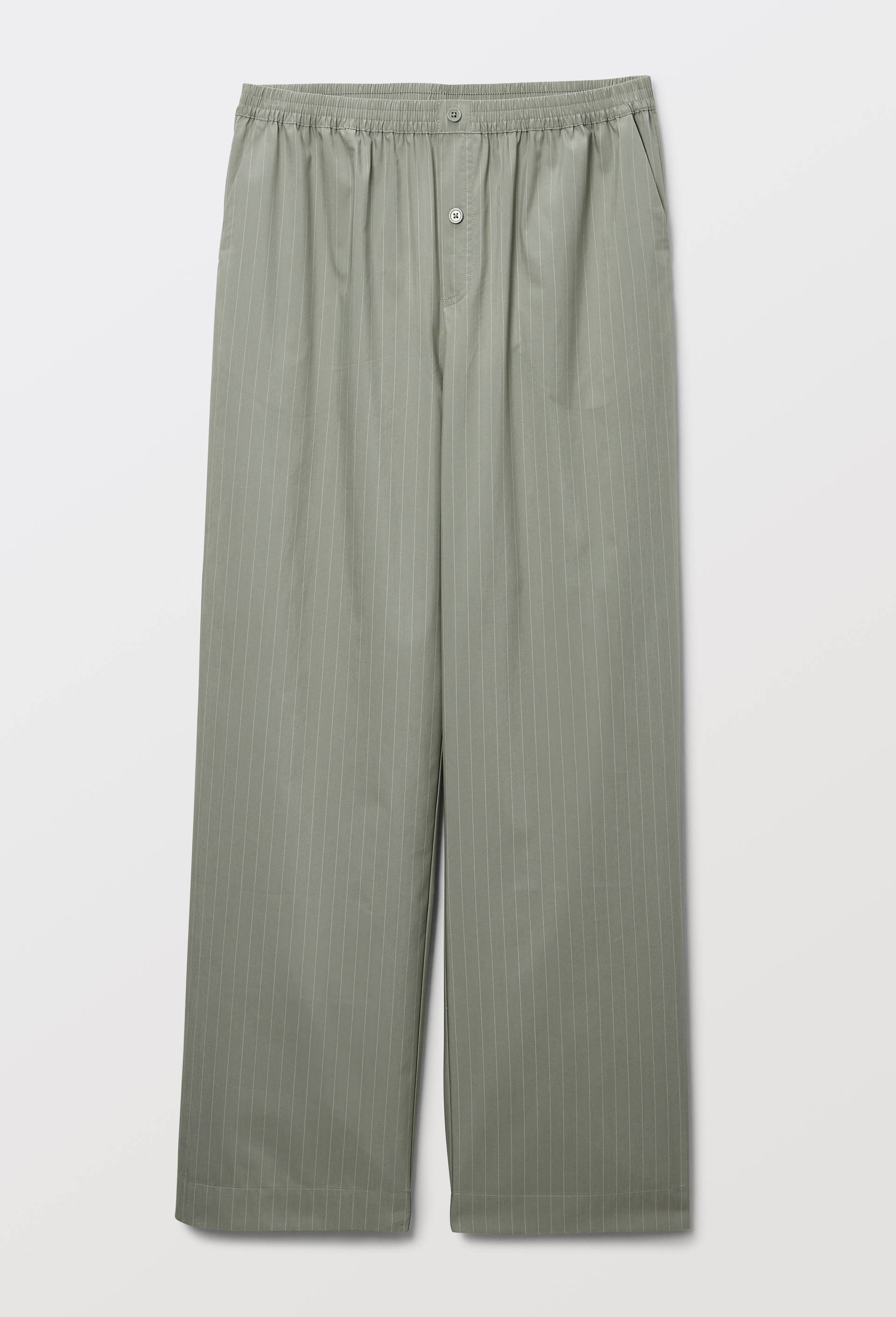 Pantalon ray&eacute; en coton et polyamide, Vert, large image number 2